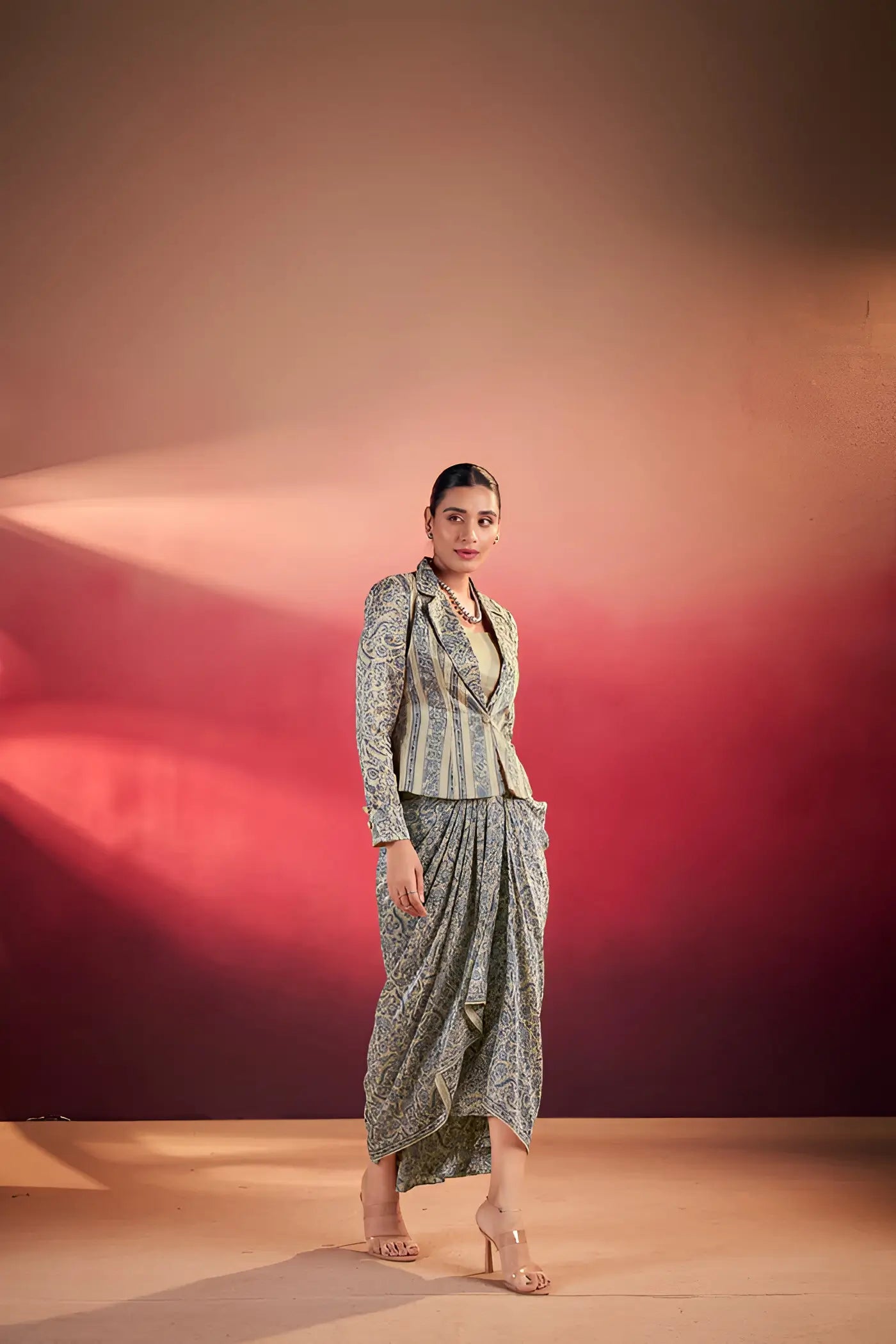 Blue Tasar Silk Stylish Indo-Western