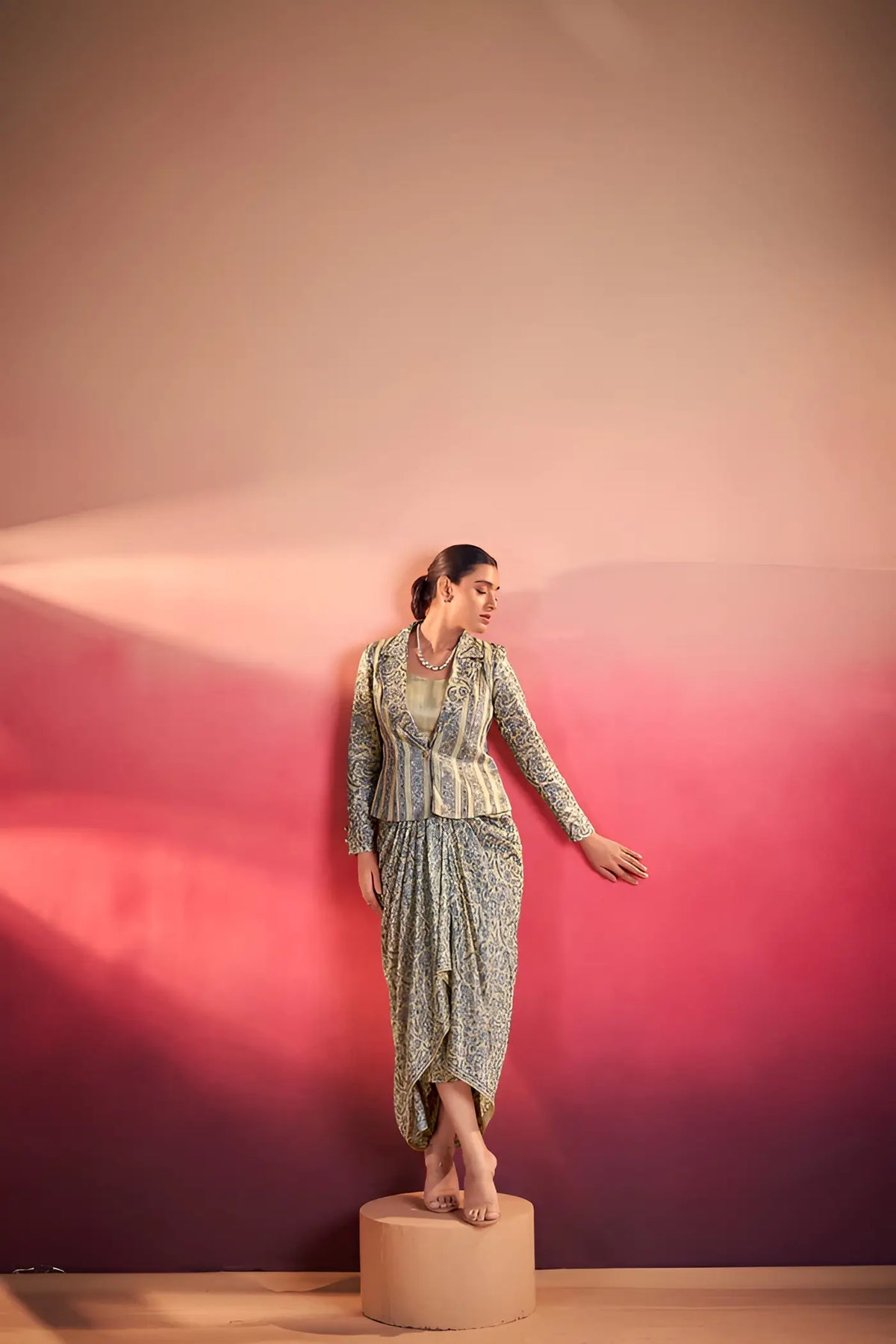 Blue Tasar Silk Stylish Indo-Western