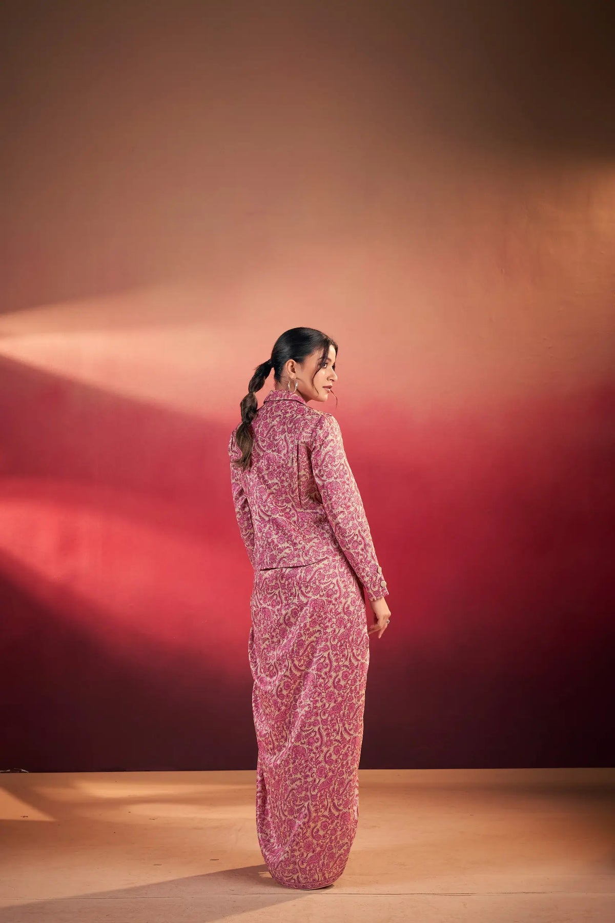 Pink Tasar Silk Stylish Indo-Western