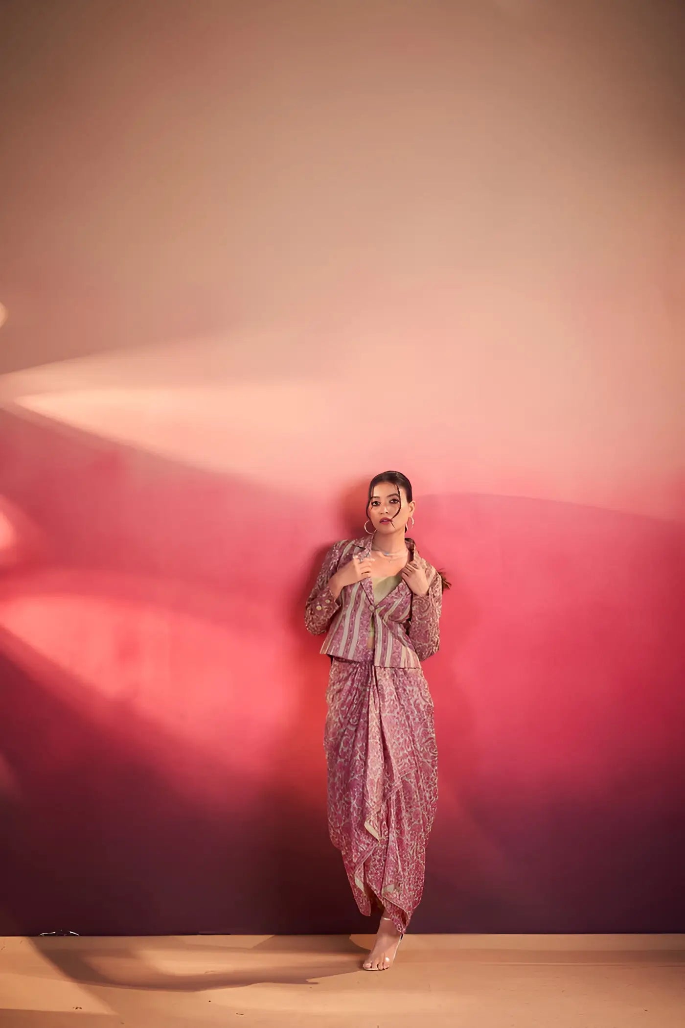 Pink Tasar Silk Stylish Indo-Western