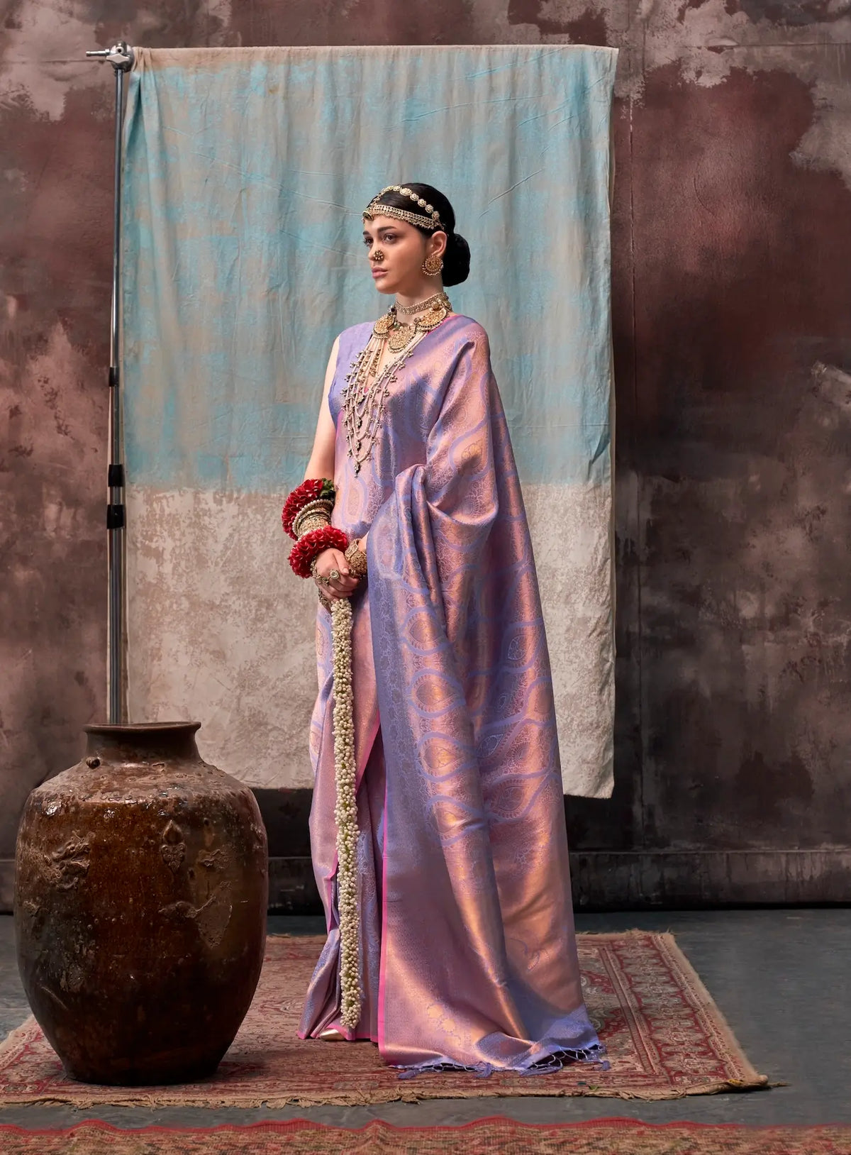 Lavender Two Tone Silk Saree