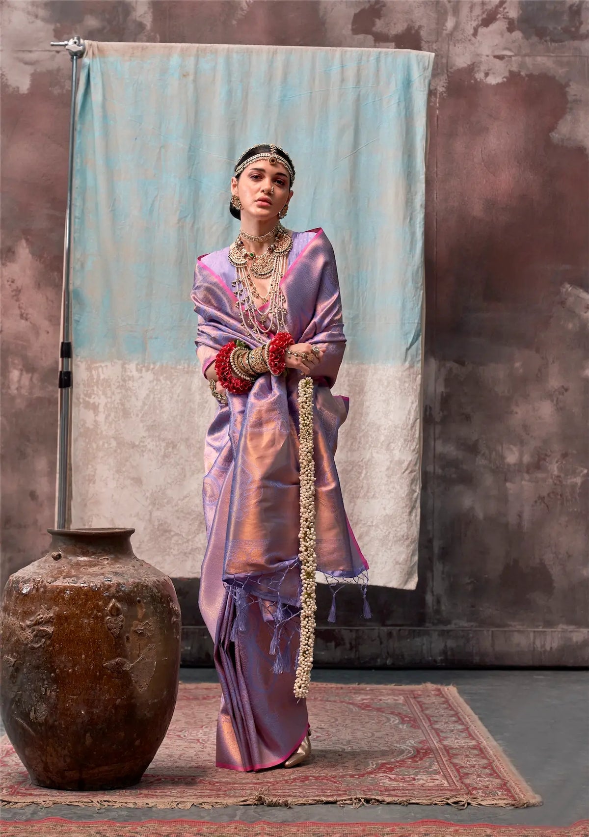 Lavender Two Tone Silk Saree