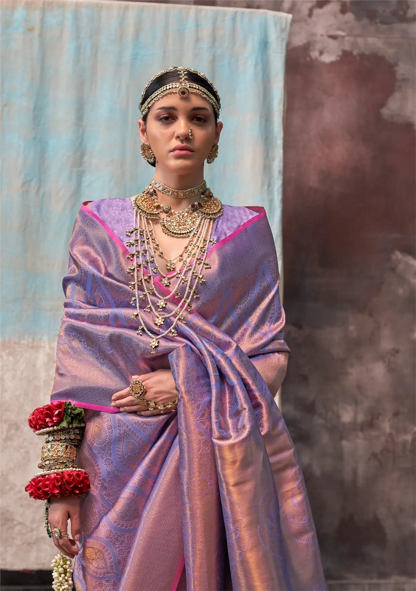 Lavender Two Tone Silk Saree