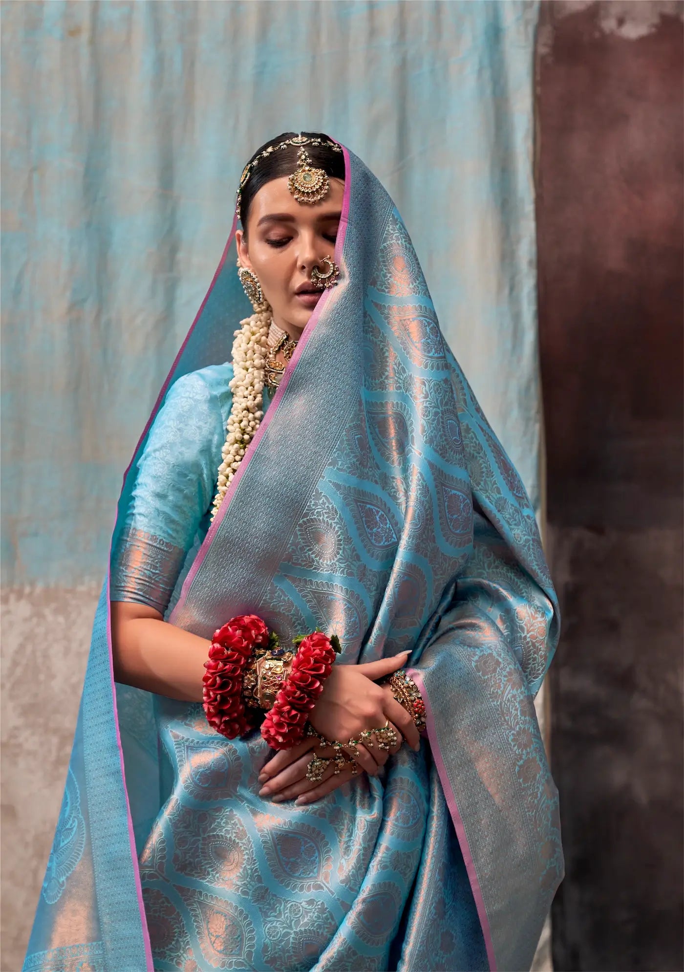 Hippie Blue Two Tone Silk Saree