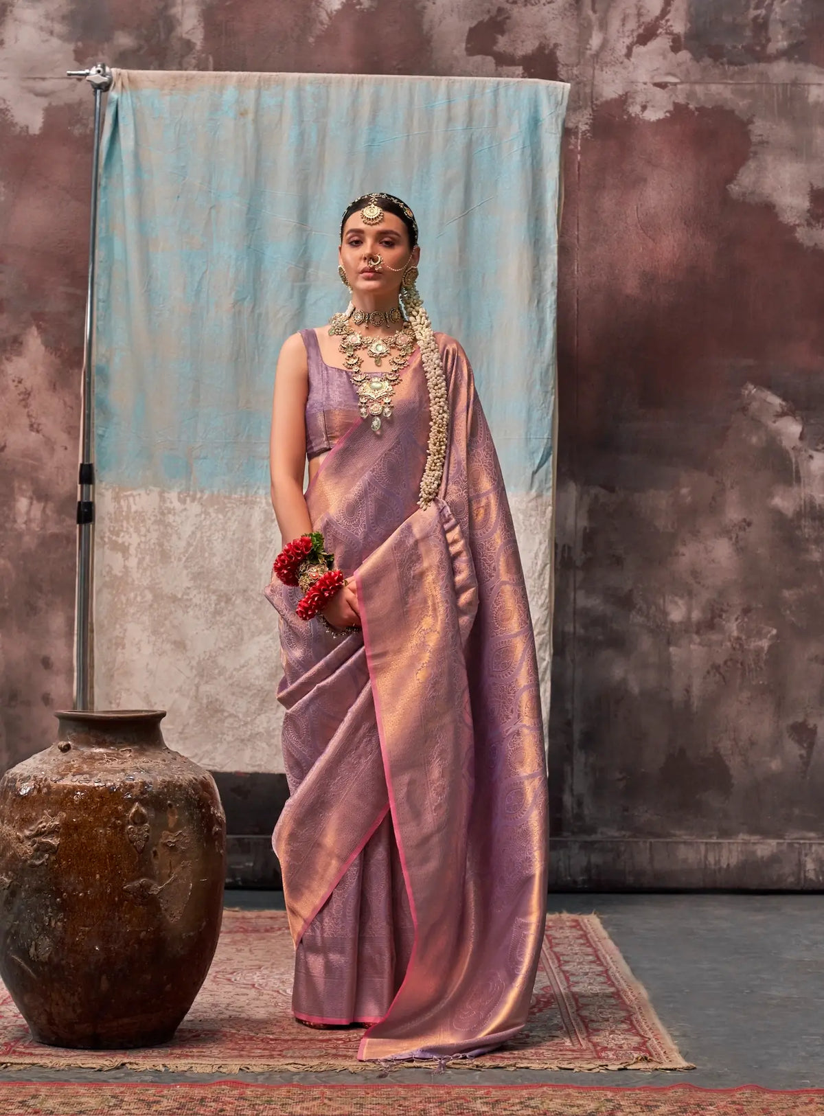 Dark Mauve Two Tone Silk Saree