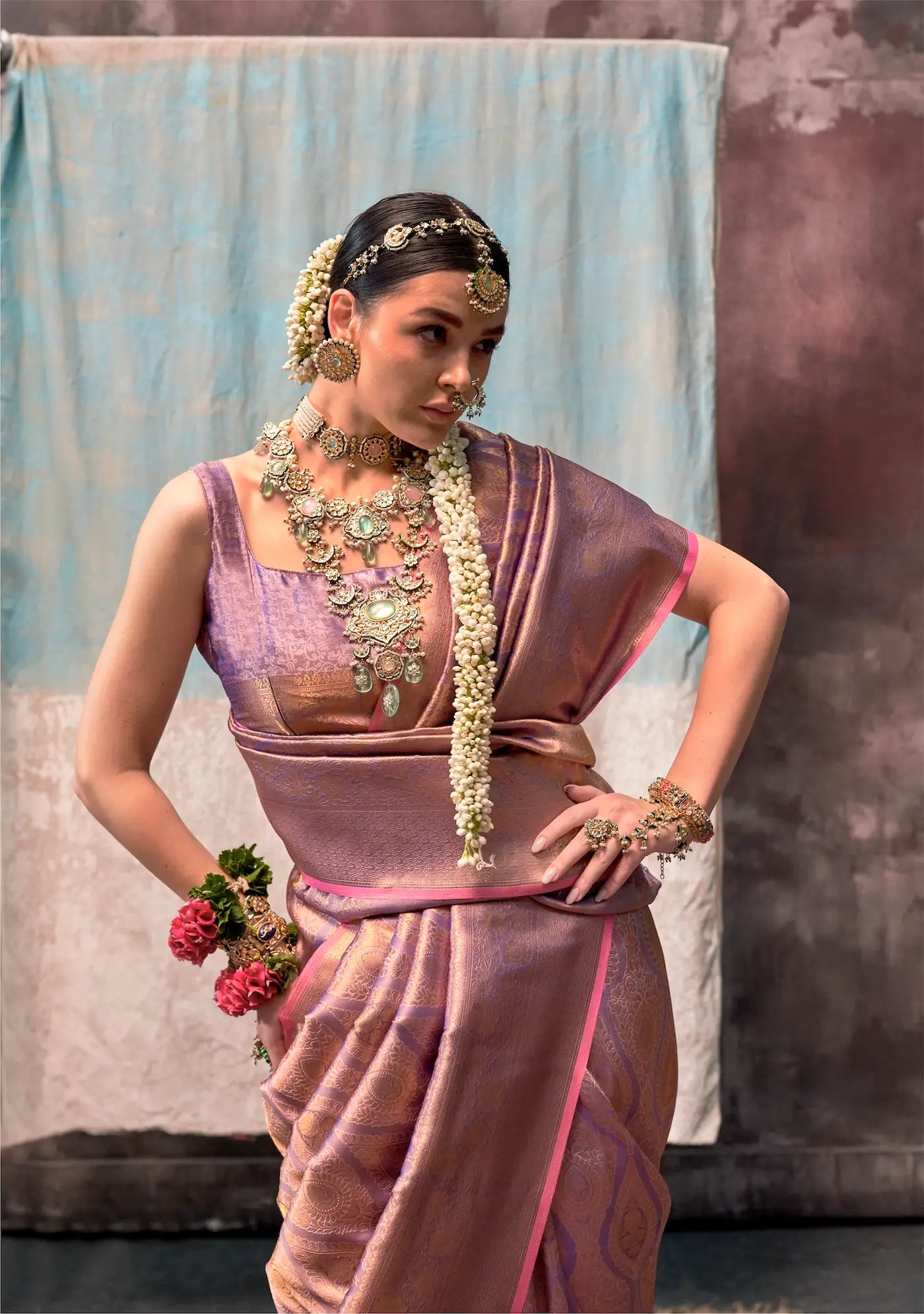 Dark Mauve Two Tone Silk Saree