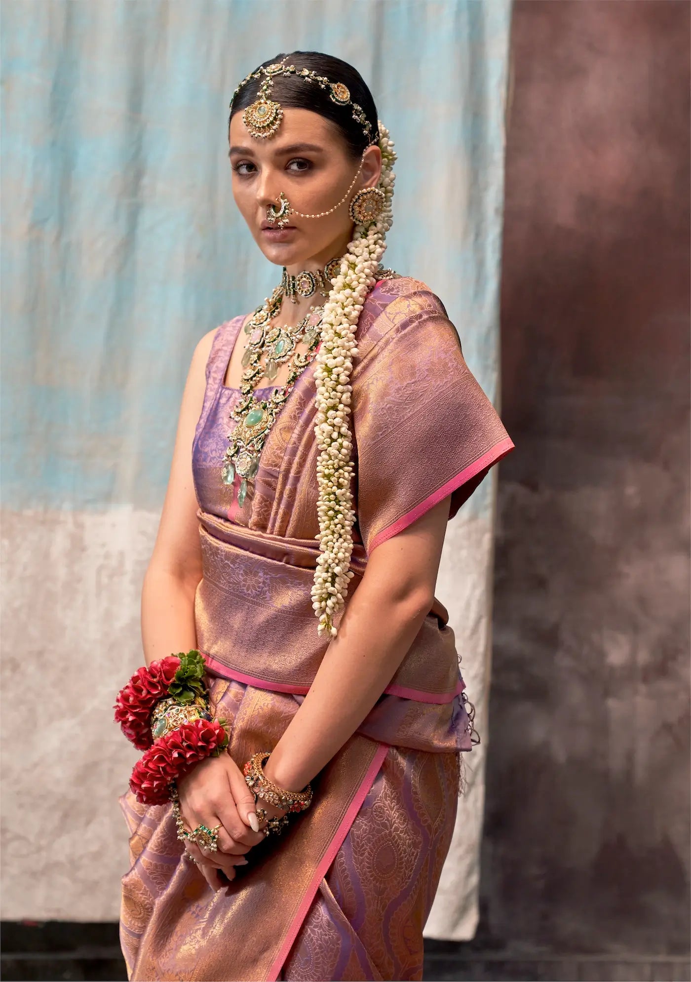 Dark Mauve Two Tone Silk Saree