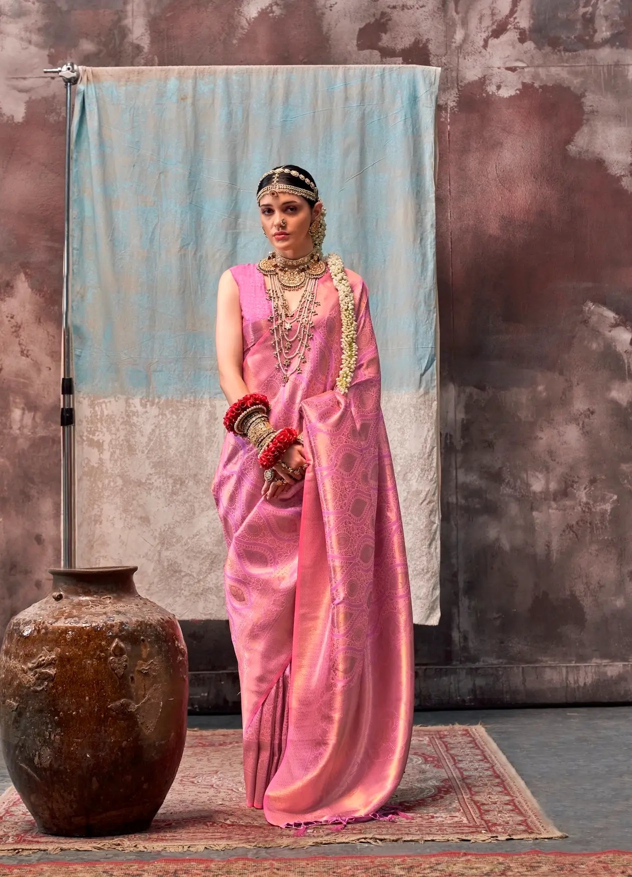 Tulip Pink Two Tone Silk Saree