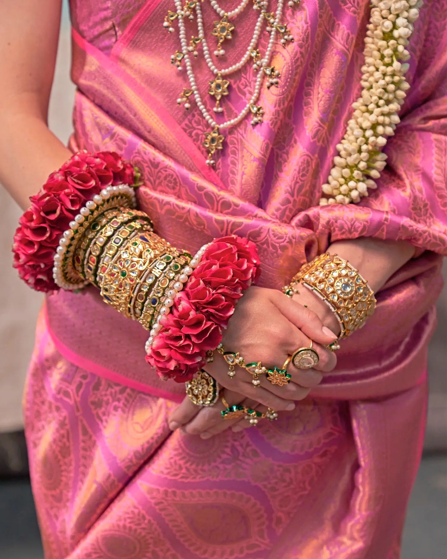 Tulip Pink Two Tone Silk Saree