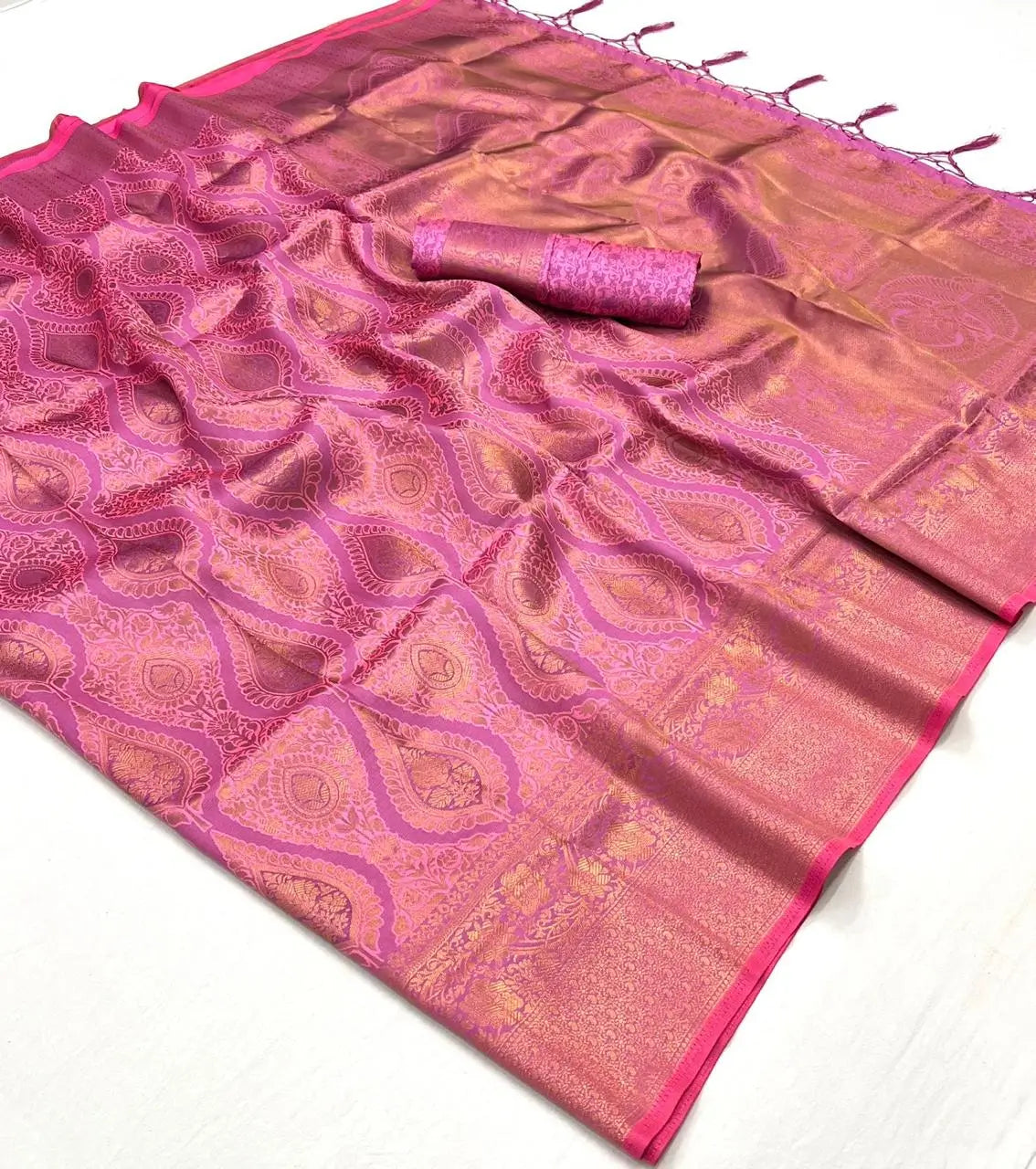 Tulip Pink Two Tone Silk Saree