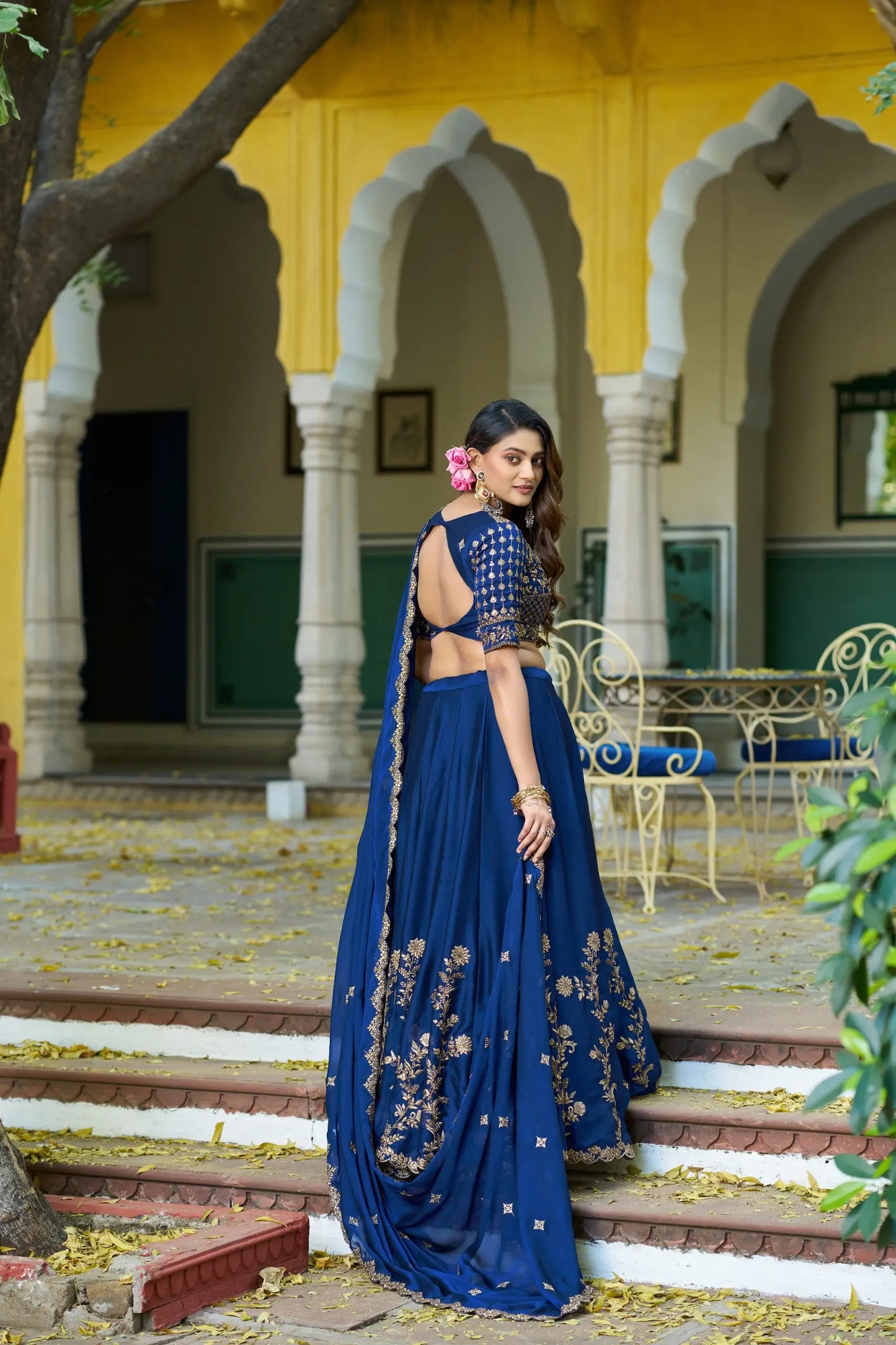 Nile Blue Embroidered Lehenga Choli