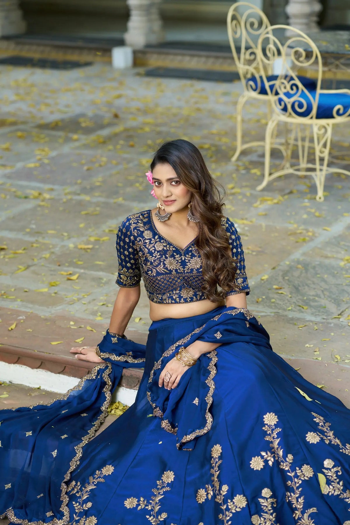 Nile Blue Embroidered Lehenga Choli