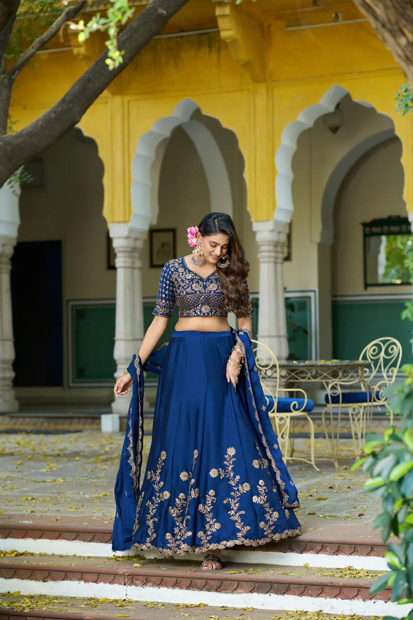 Nile Blue Embroidered Lehenga Choli