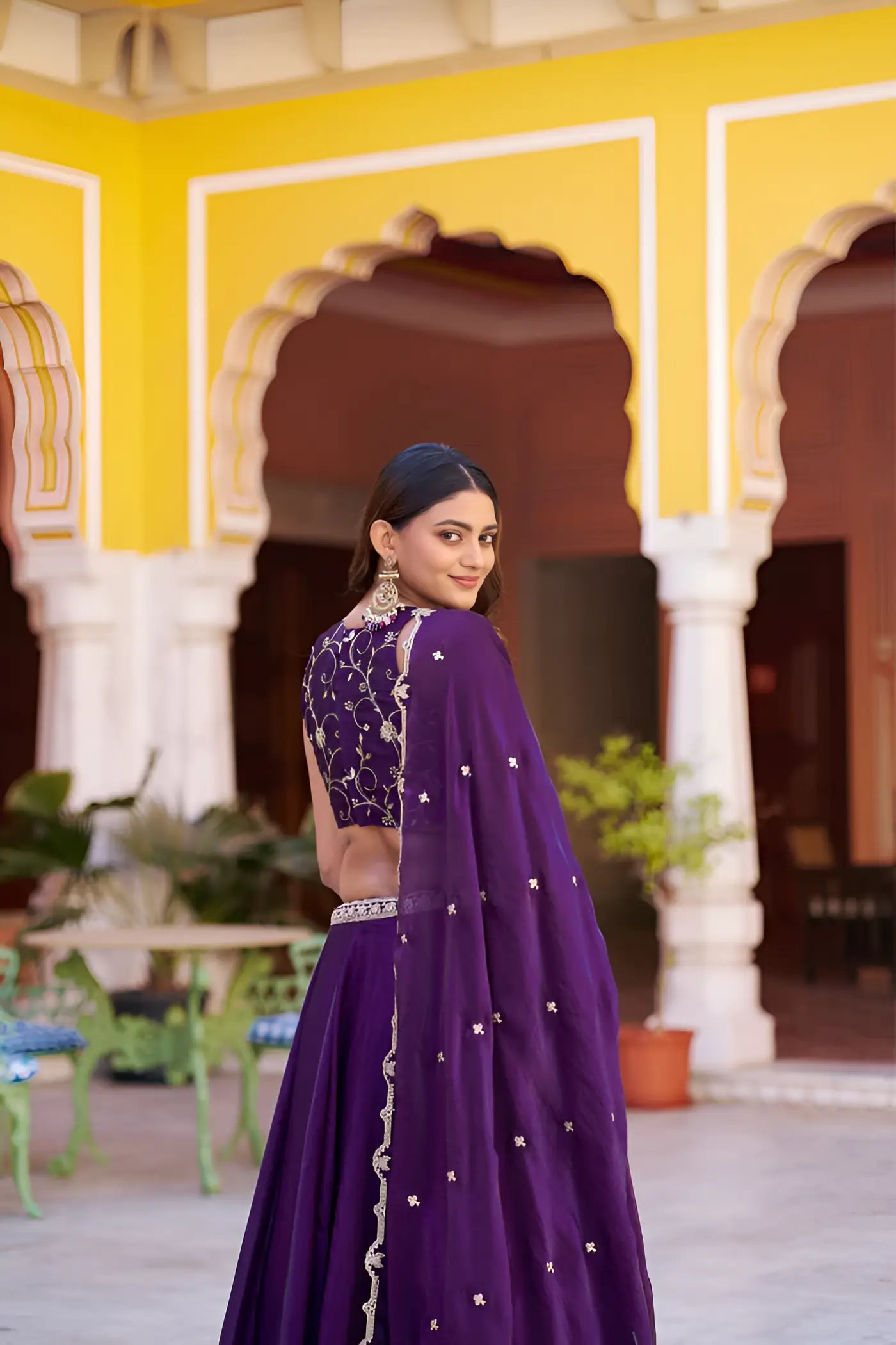 Plum Purple Embroidered Lehenga Choli