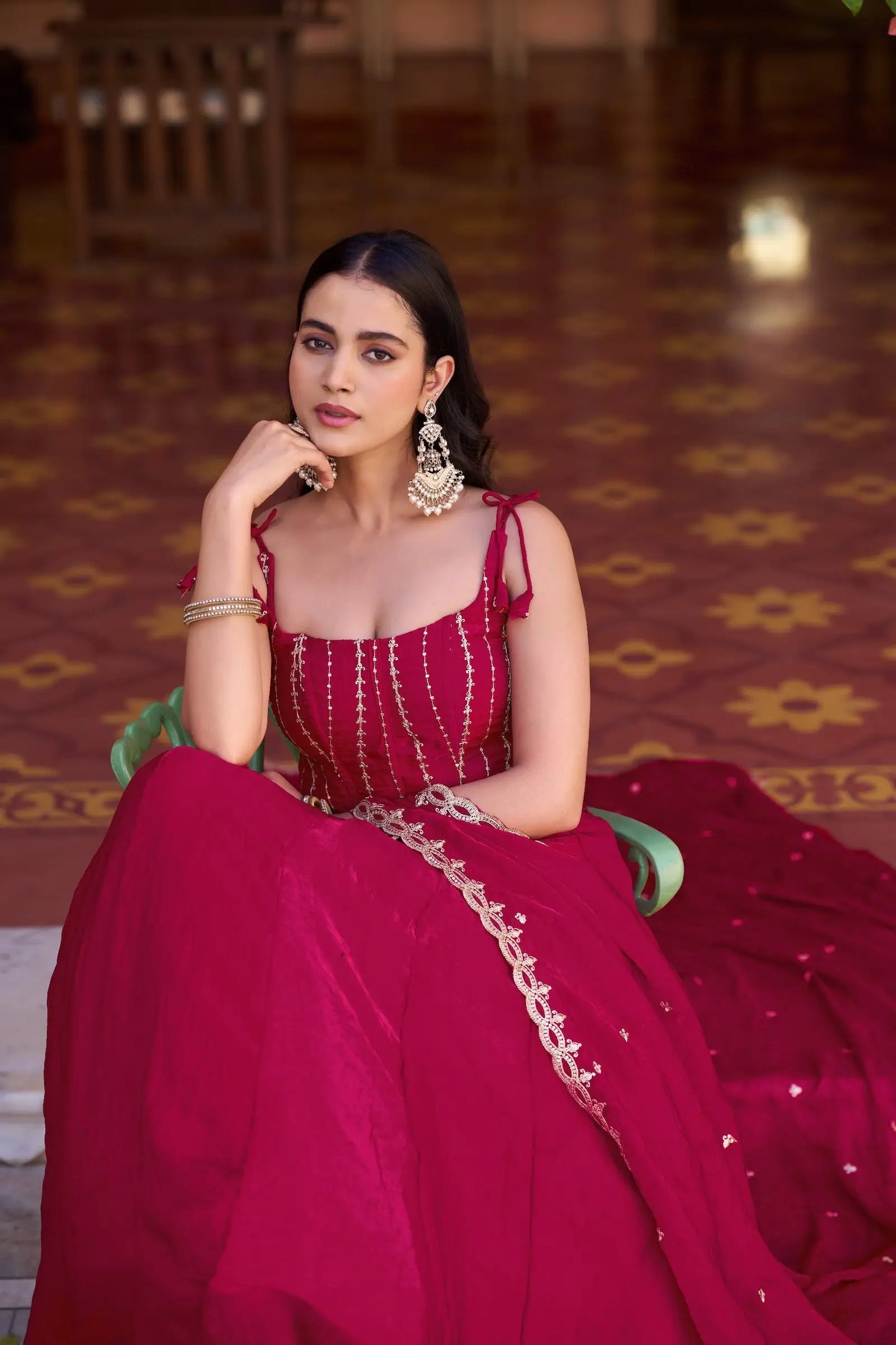 Hot Pink Embroidered Lehenga Choli