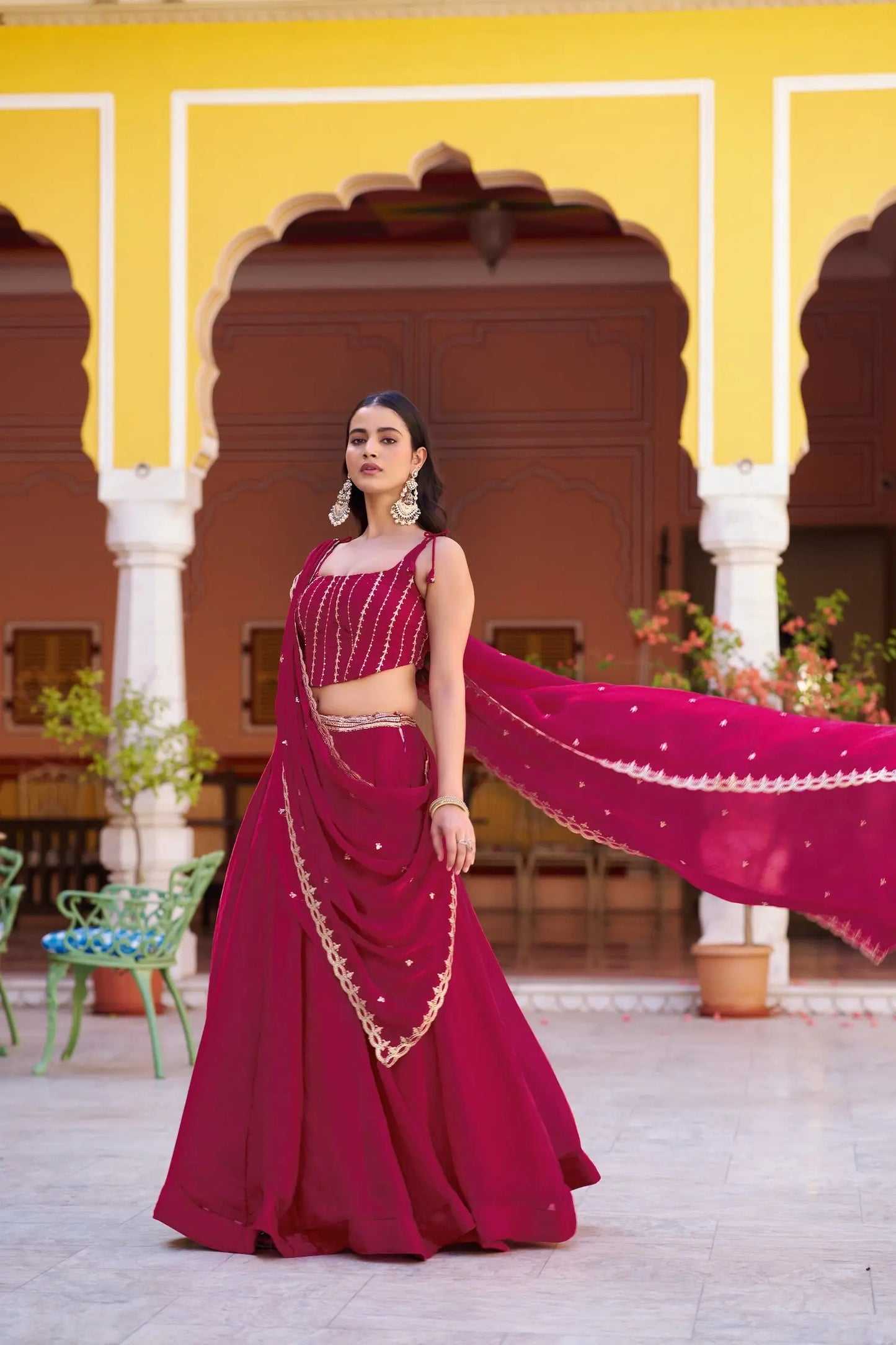 Hot Pink Embroidered Lehenga Choli
