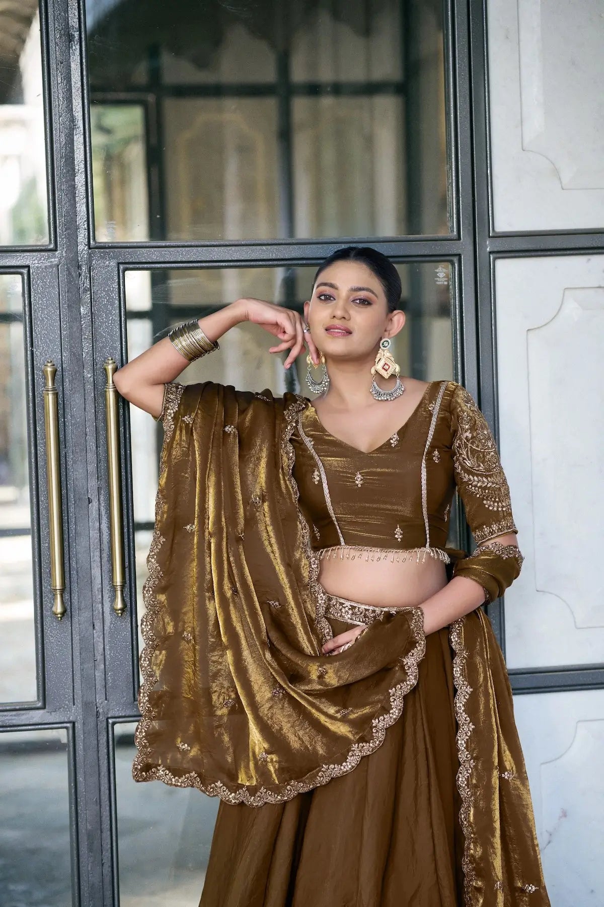 Antique Bronze Fendi Embroidery Lehenga Choli
