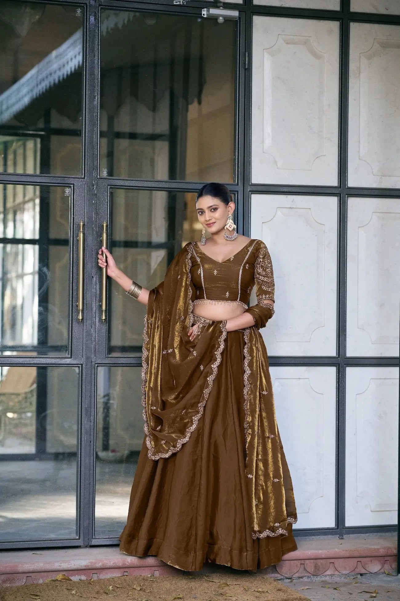 Antique Bronze Fendi Embroidery Lehenga Choli