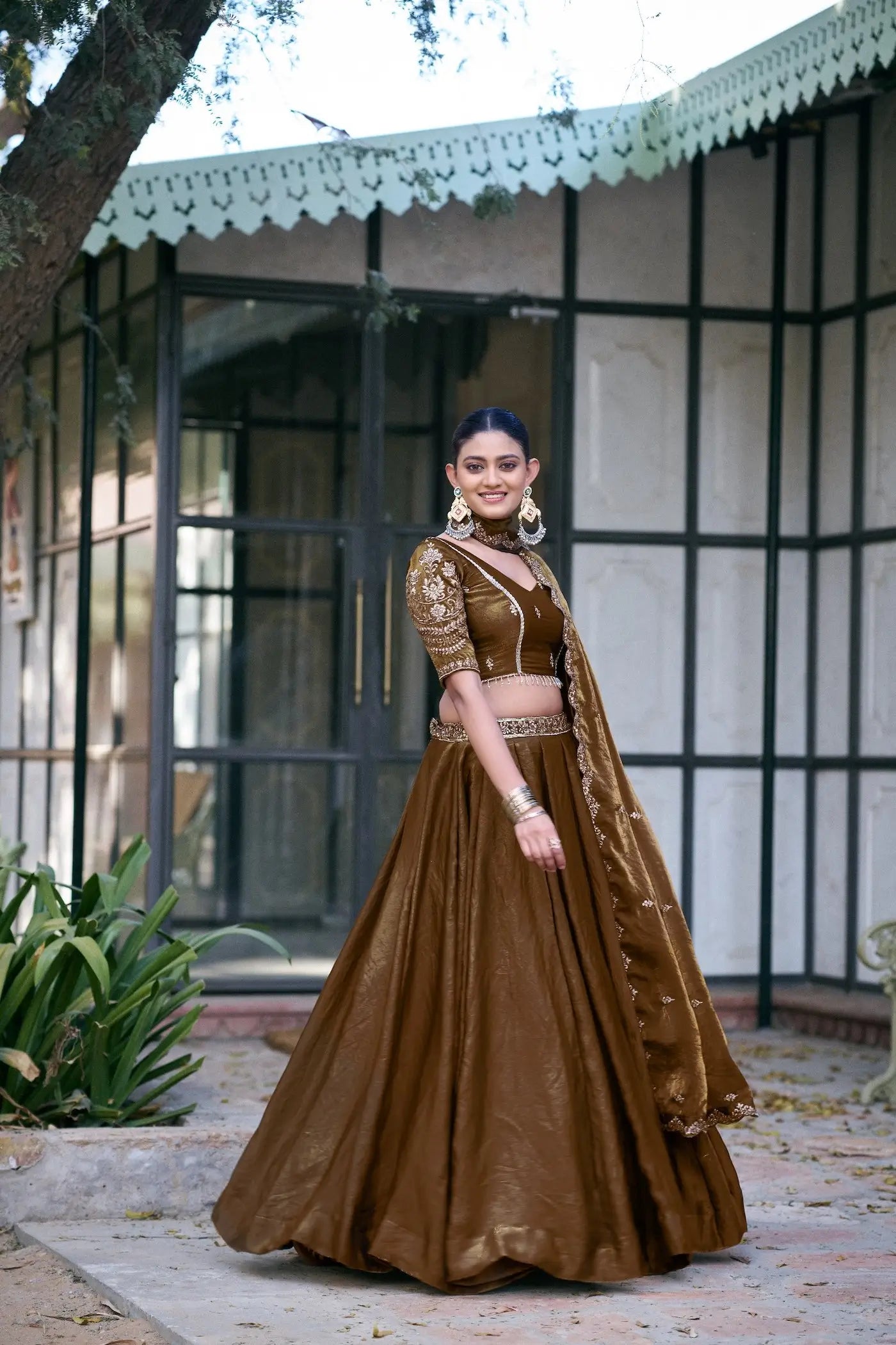 Antique Bronze Fendi Embroidery Lehenga Choli