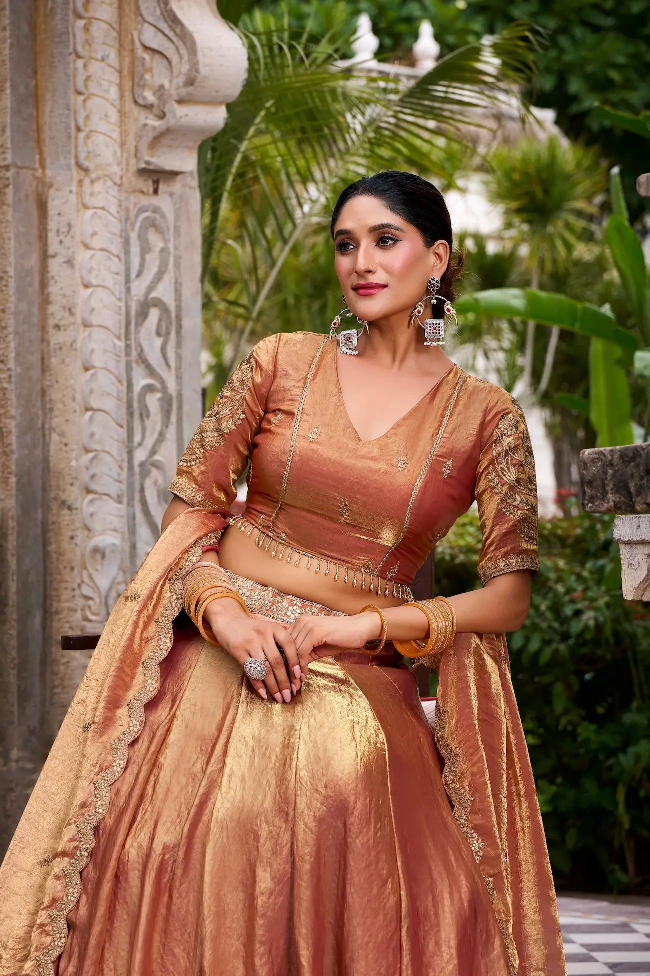Rust Orange Fendi Embroidery Lehenga Choli
