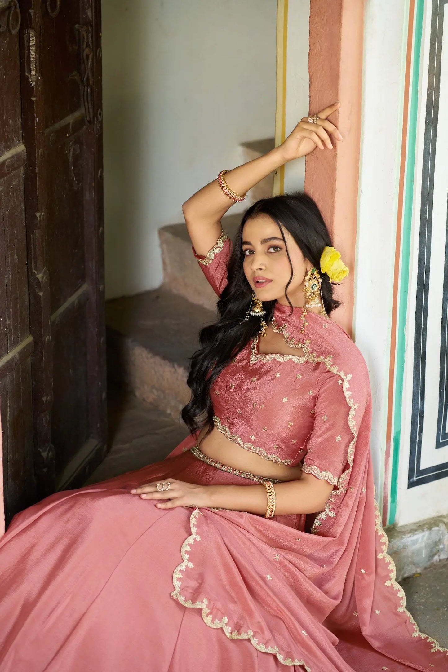 Soft Peach Embroidery Lehenga Choli