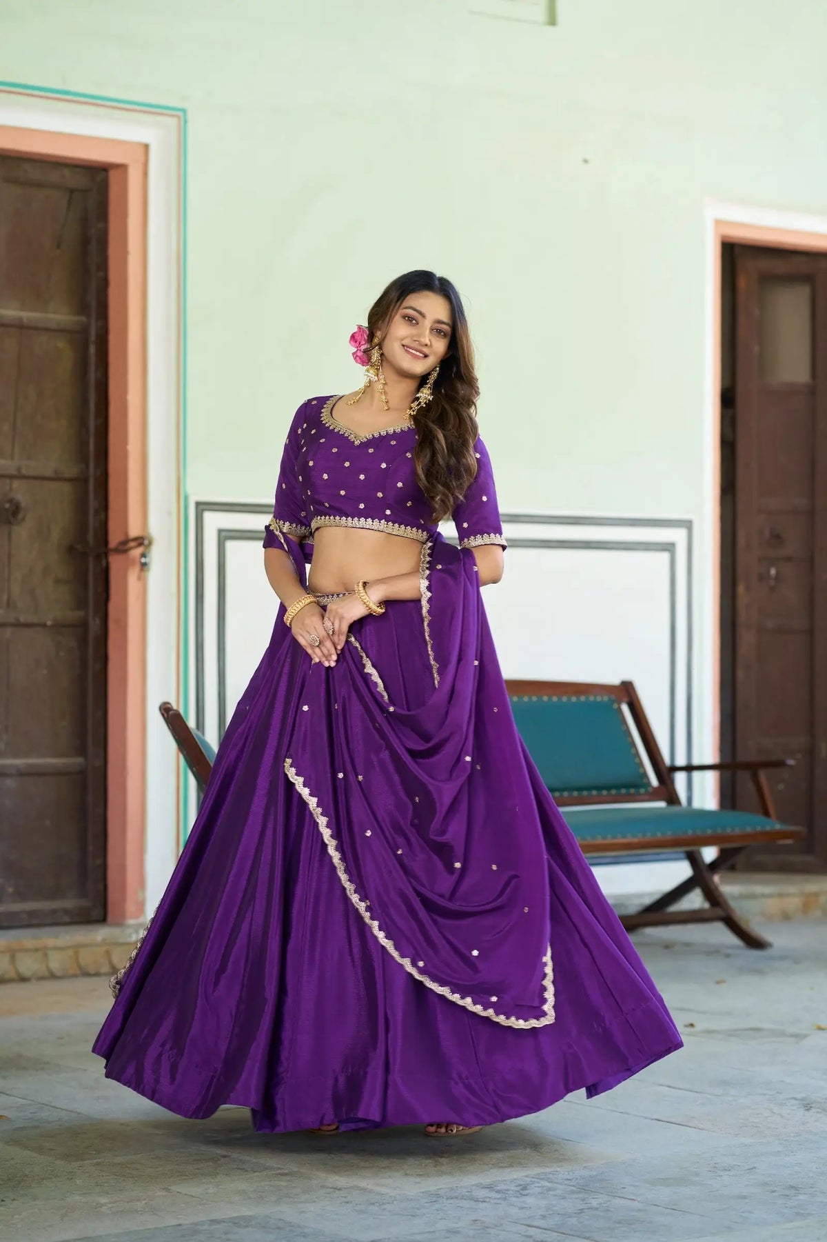 Grape Purple Embroidery Lehenga Choli