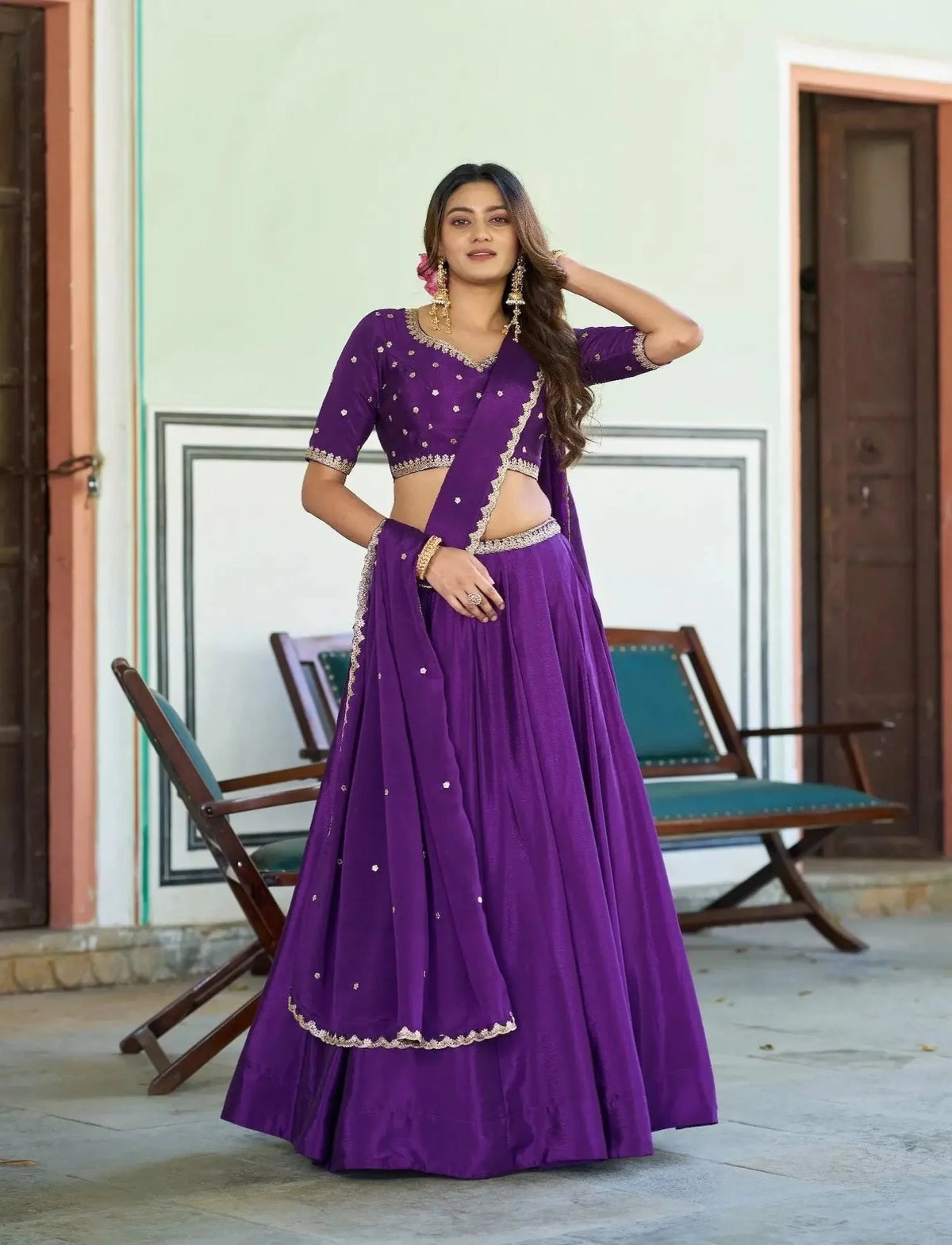Grape Purple Embroidery Lehenga Choli