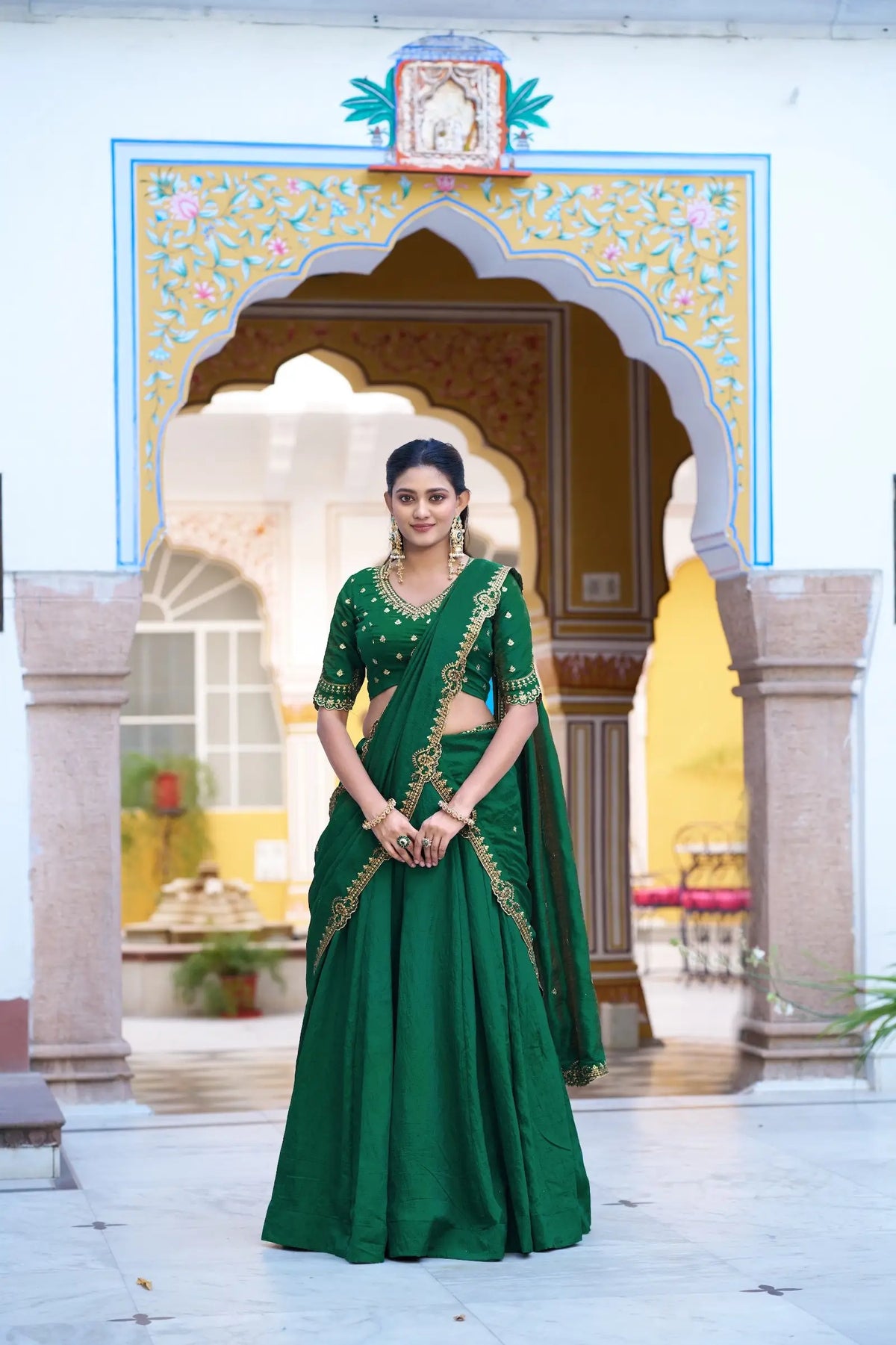 Teal Green Embroidery Lehenga Choli