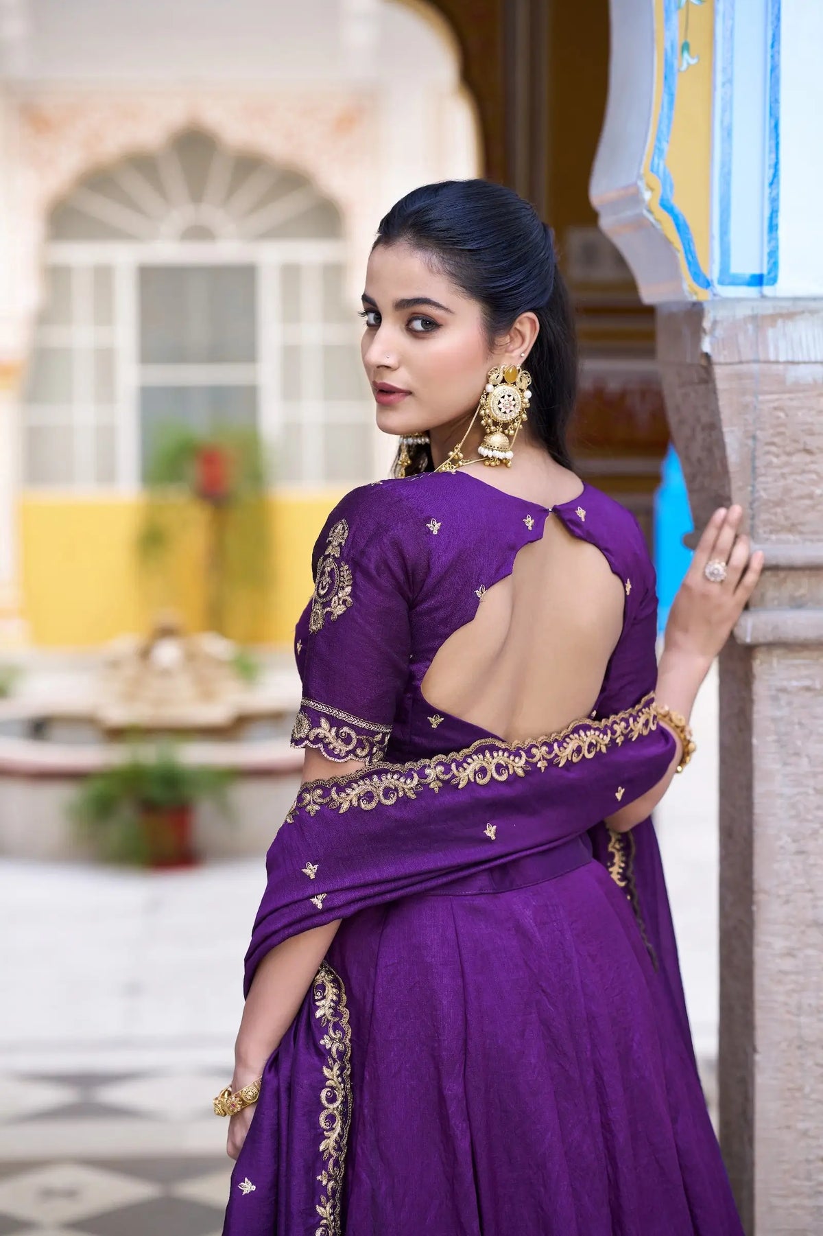 Iris Purple Embroidery Lehenga Choli