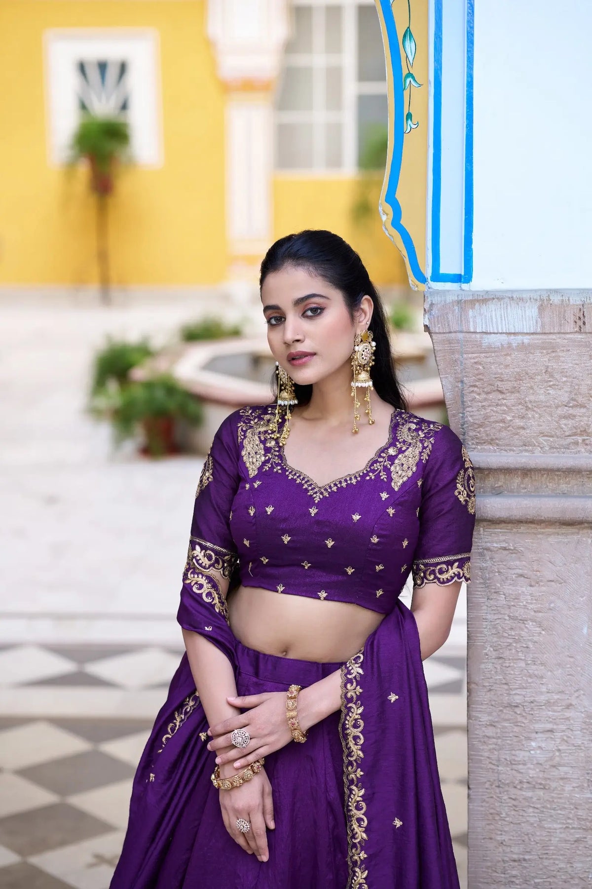 Iris Purple Embroidery Lehenga Choli