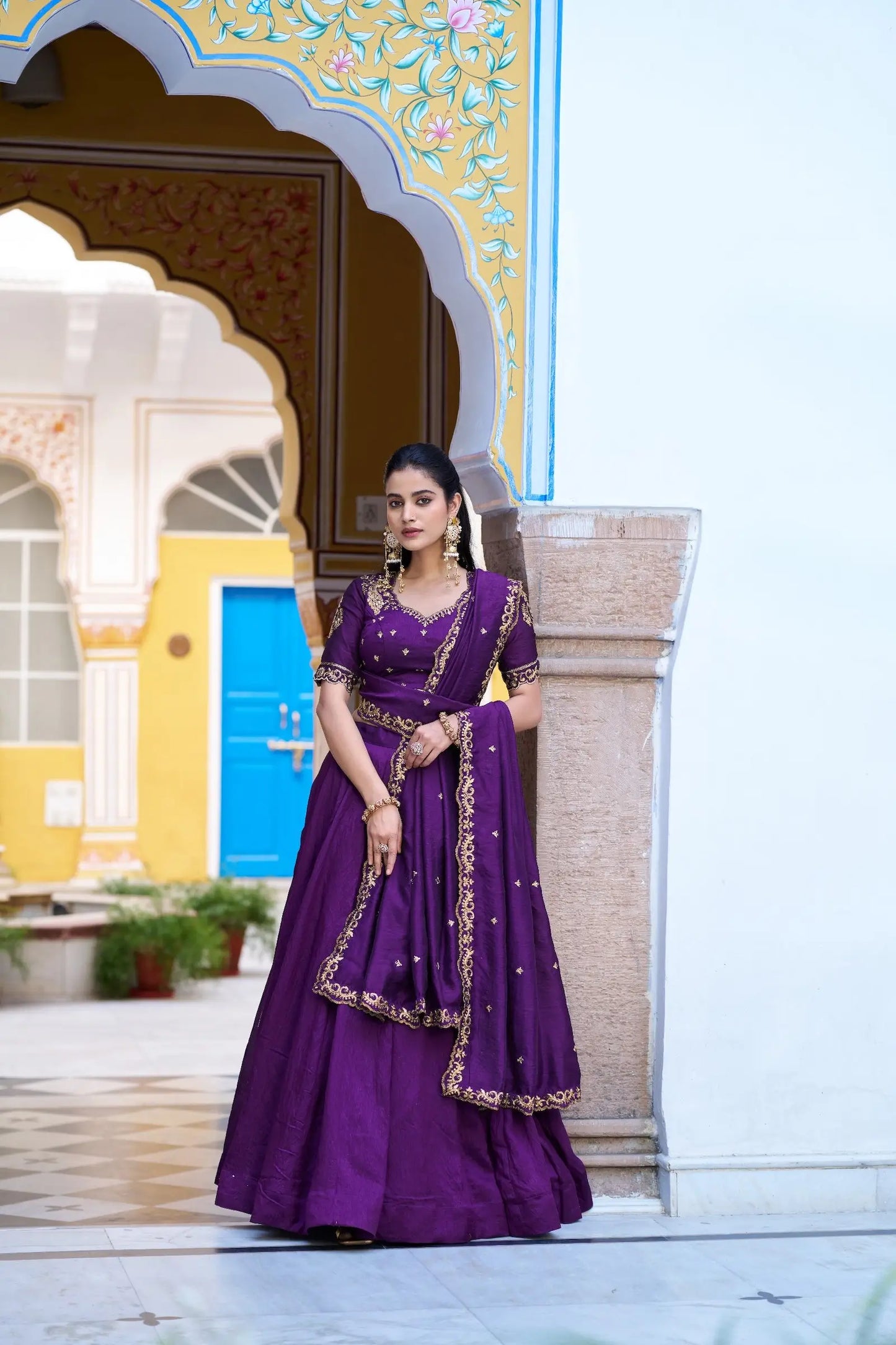 Iris Purple Embroidery Lehenga Choli