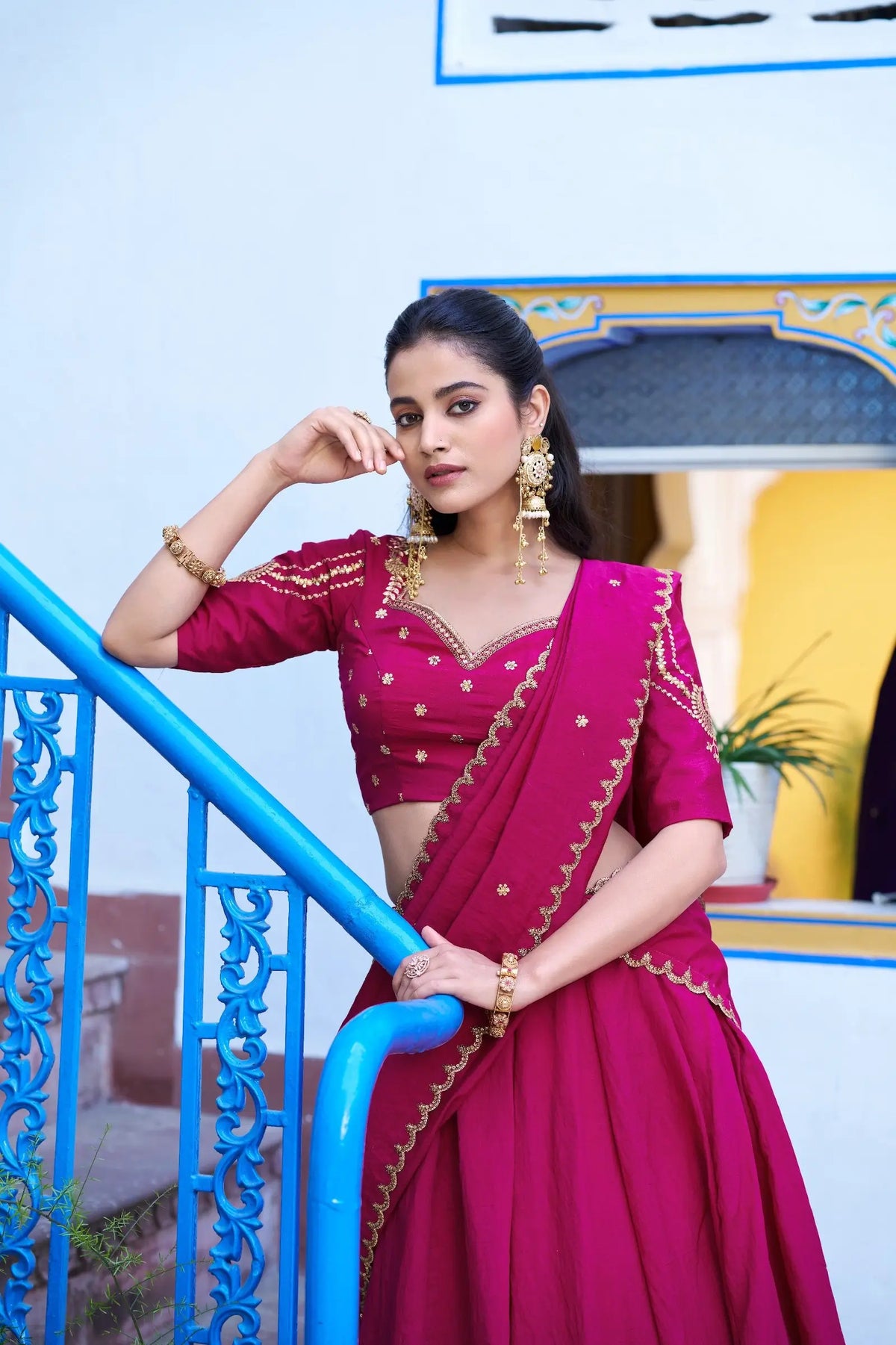 Rani Pink Embroidery Lehenga Choli