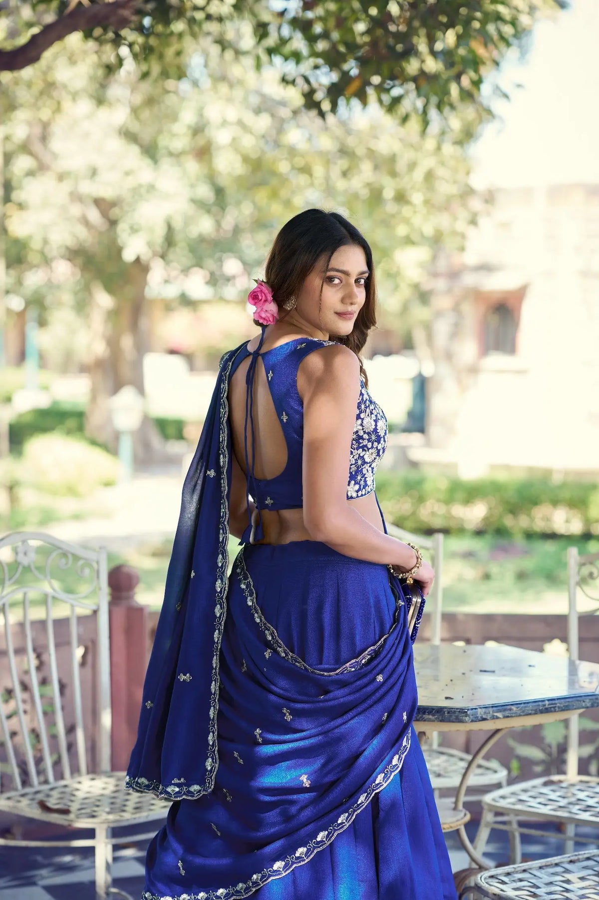 Royal Blue Embroidery & Bead Work Lehenga