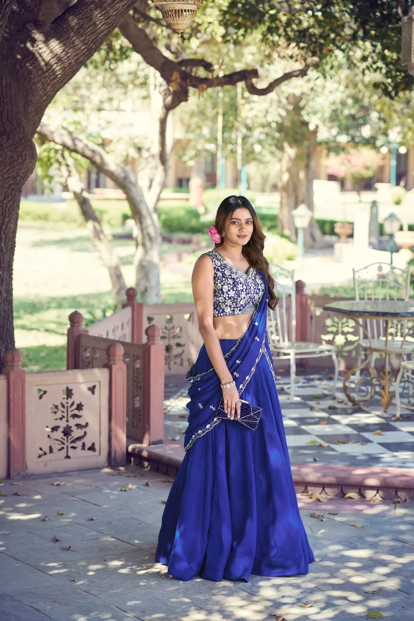 Royal Blue Embroidery & Bead Work Lehenga