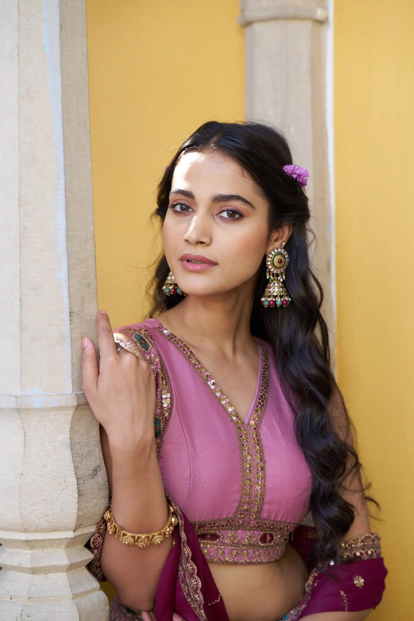 Blush Pink Georgette Embroidery Lehenga Choli