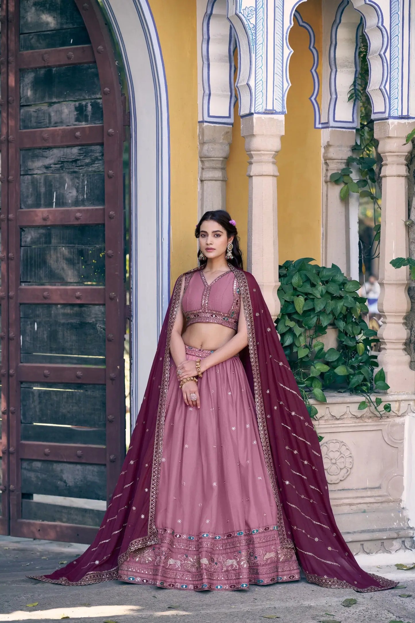 Blush Pink Georgette Embroidery Lehenga Choli