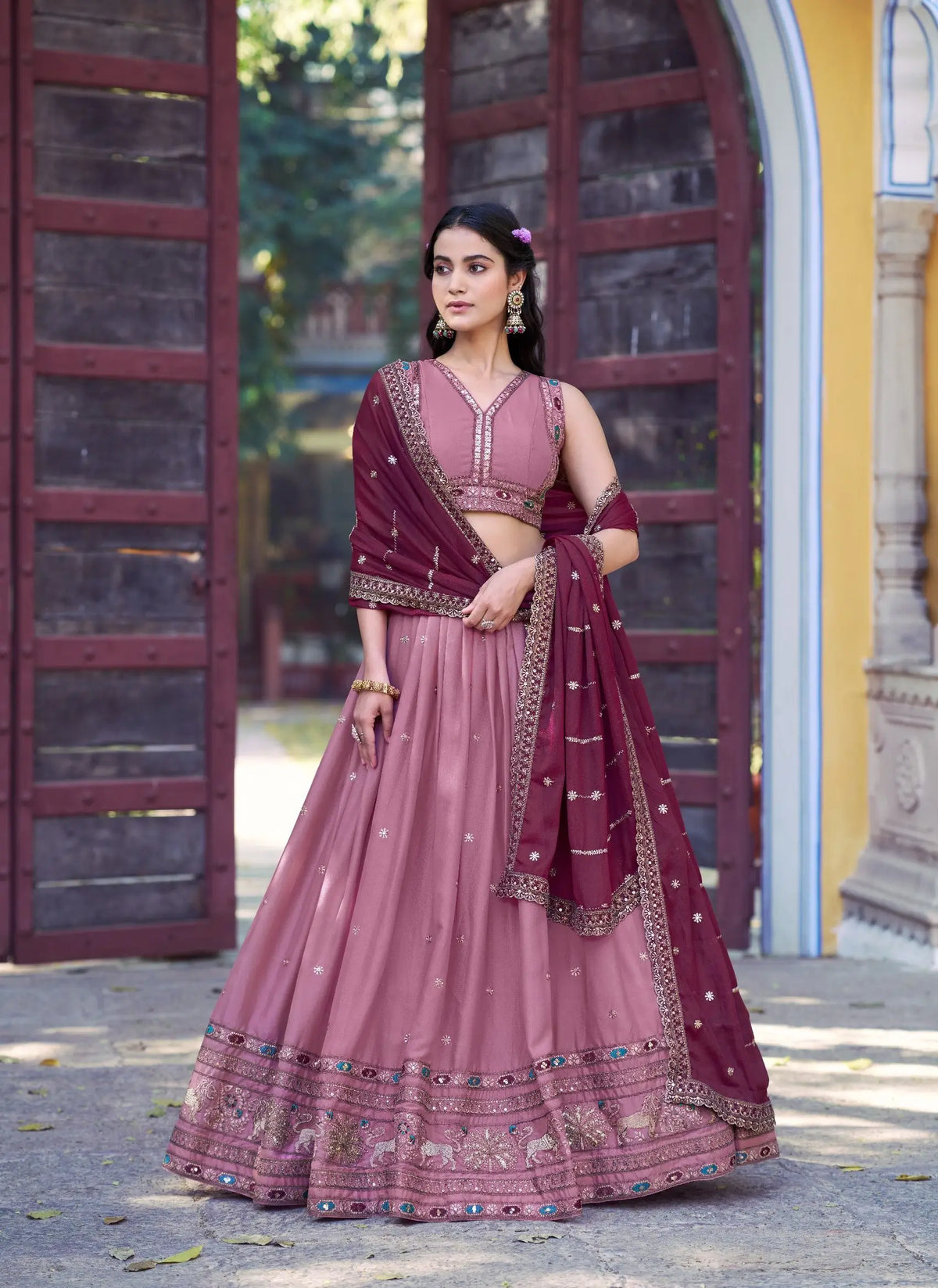 Blush Pink Georgette Embroidery Lehenga Choli