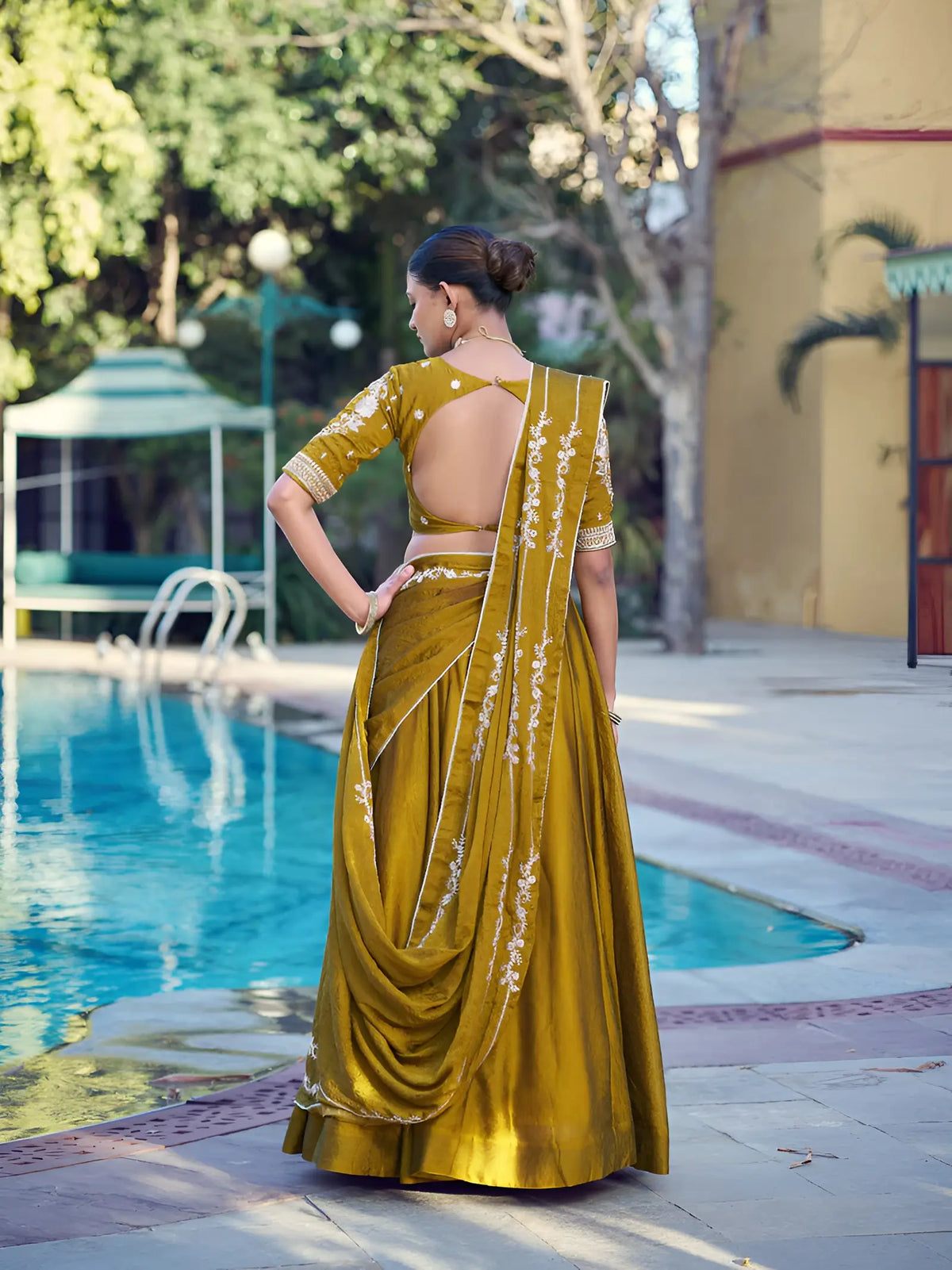 Mustard Gold Crush Embroidered Lehenga