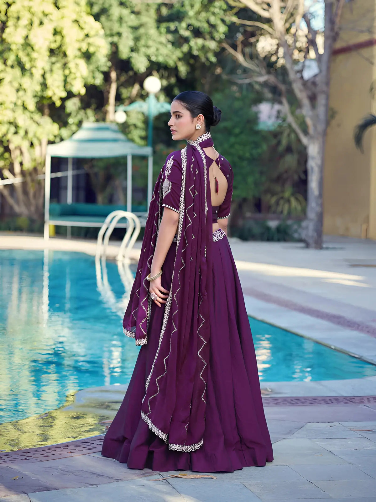 Plum Purple Crush Embroidered Lehenga