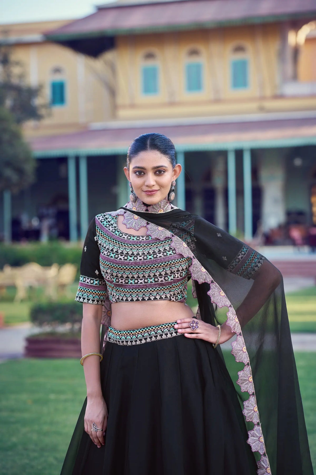 Rich Black Embroidered Lehenga Choli