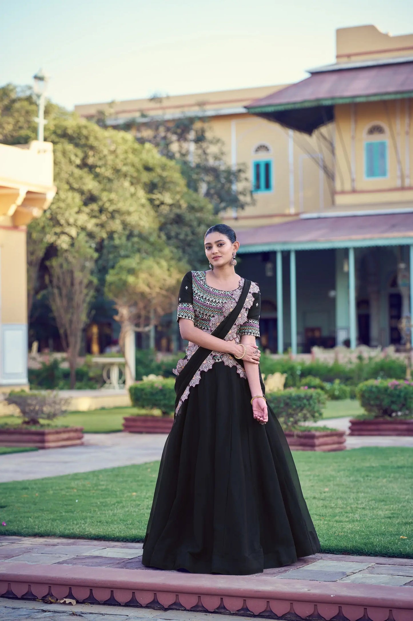Rich Black Embroidered Lehenga Choli