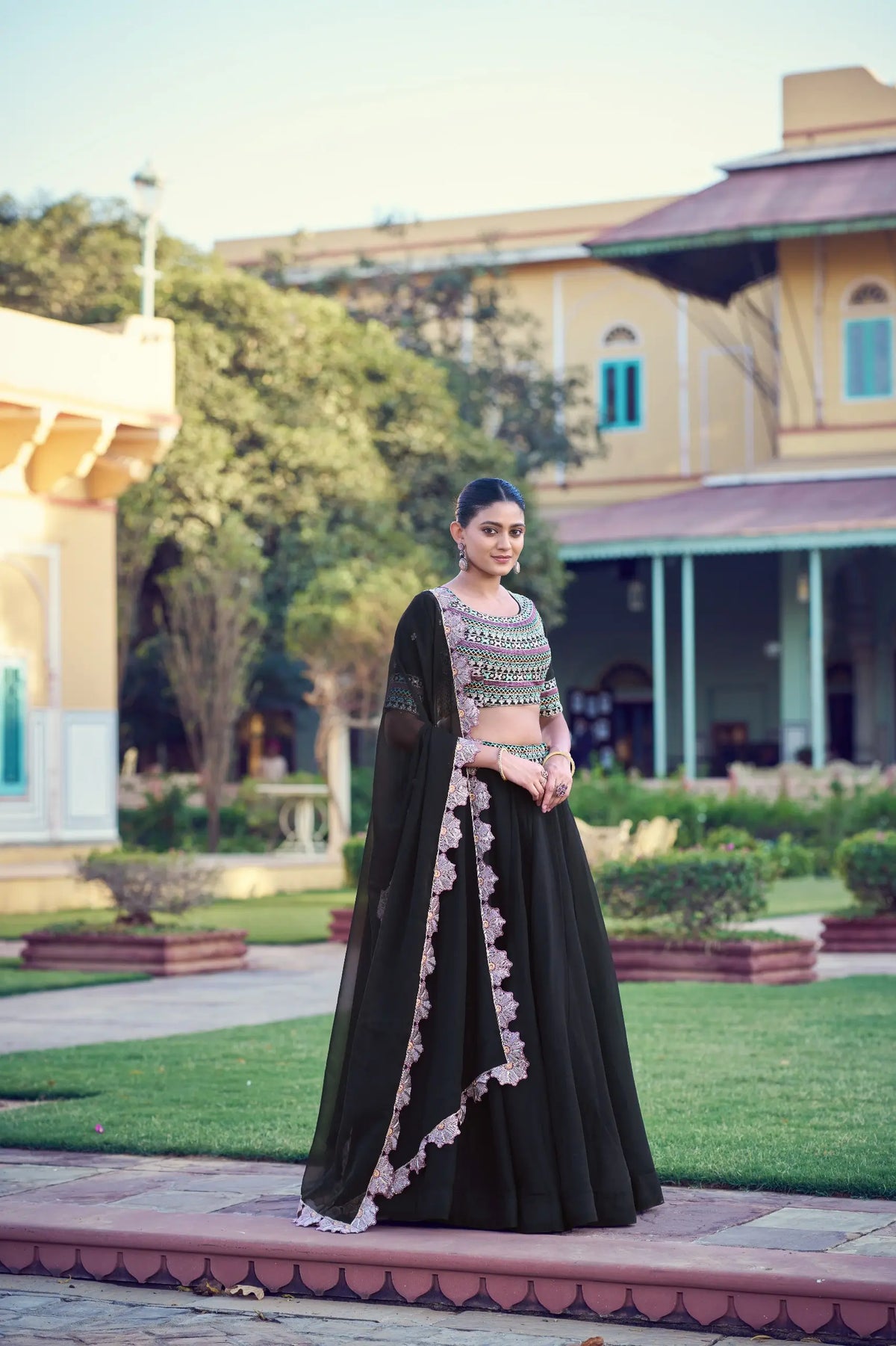 Rich Black Embroidered Lehenga Choli