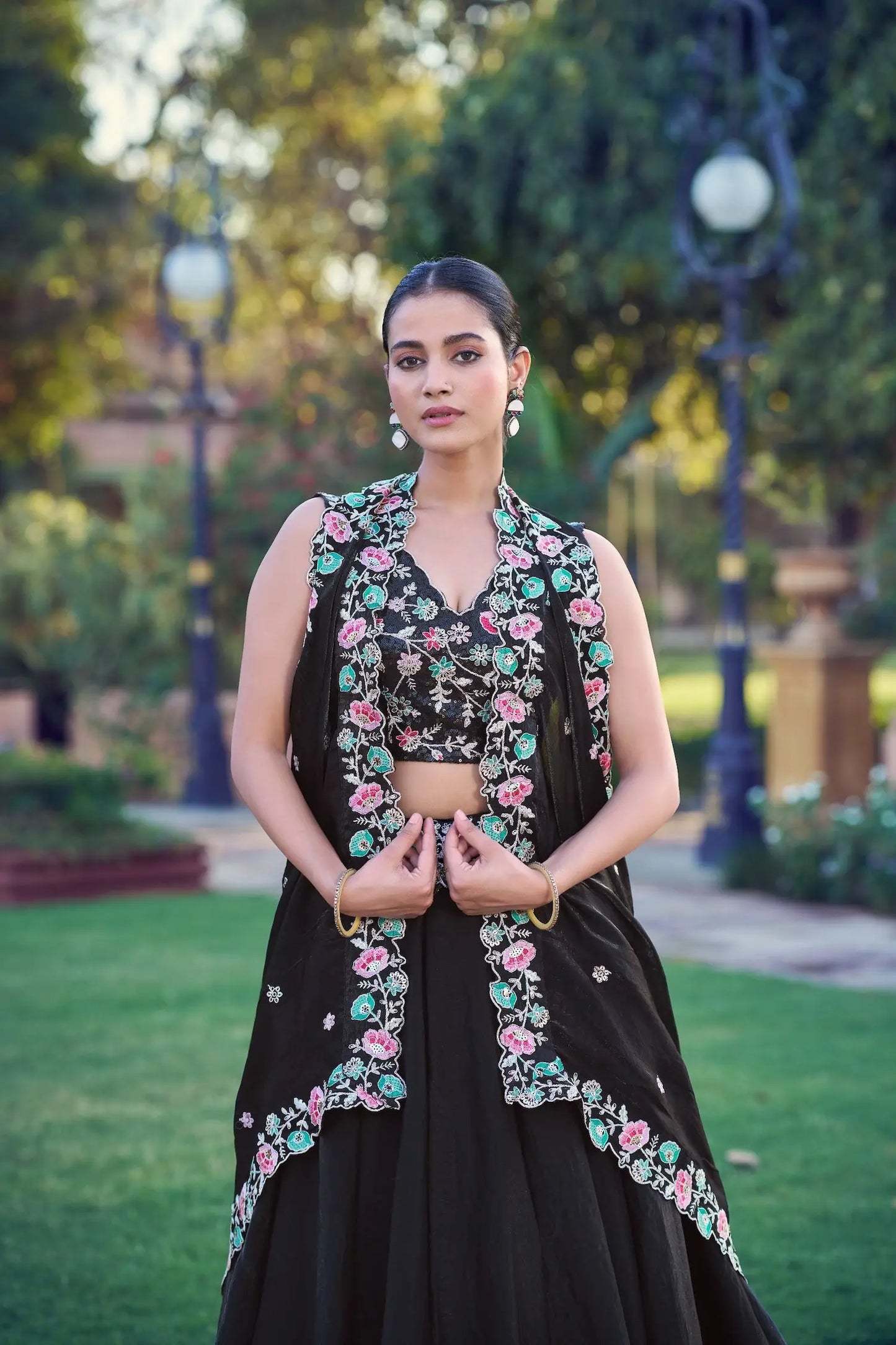 Jade Black Fendi Embroidery Lehenga Choli