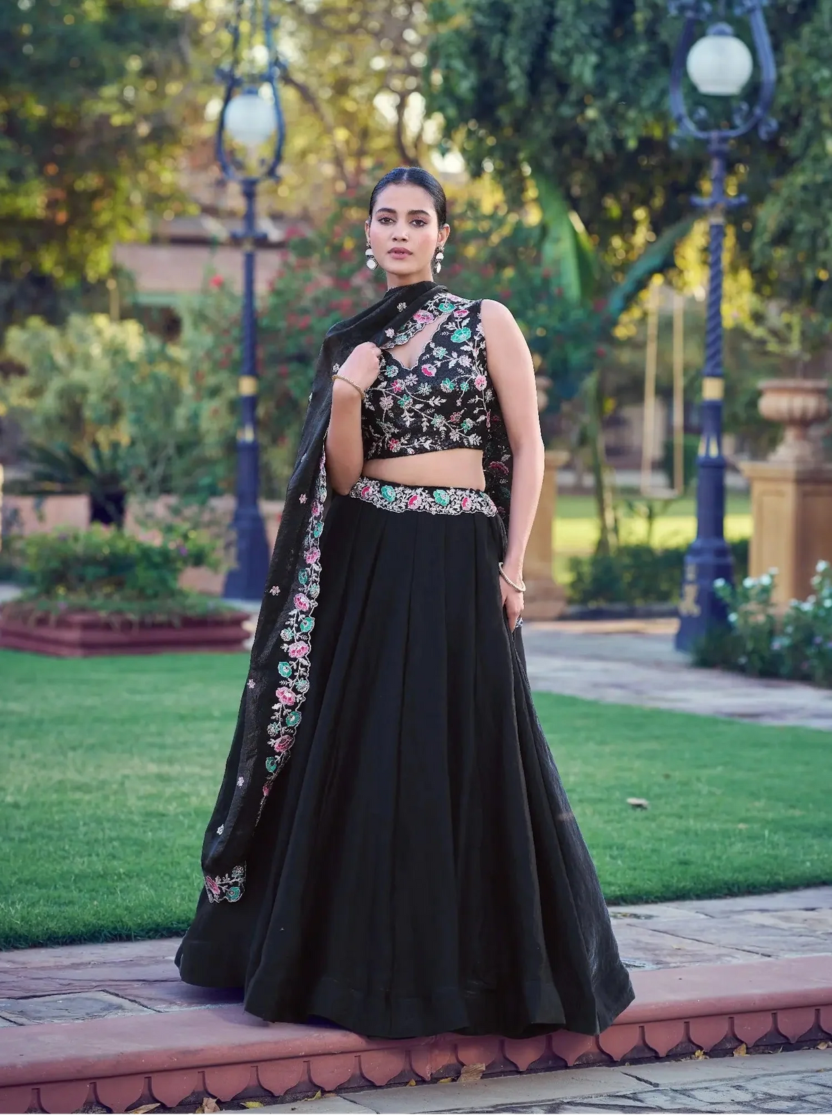 Jade Black Fendi Embroidery Lehenga Choli