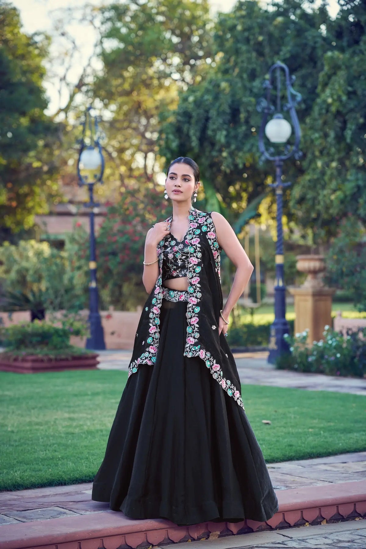 Jade Black Fendi Embroidery Lehenga Choli