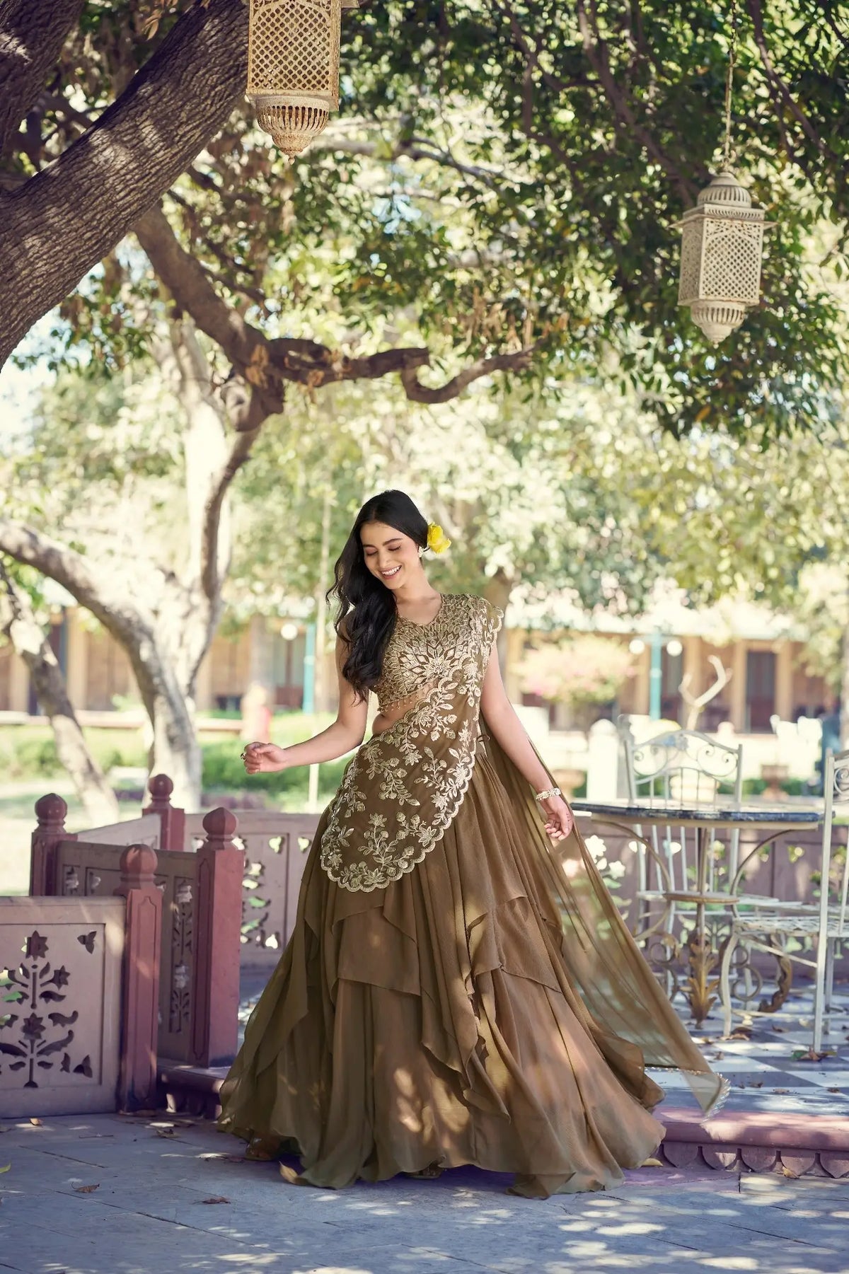 Coffee Brown Stylish Lehenga Choli
