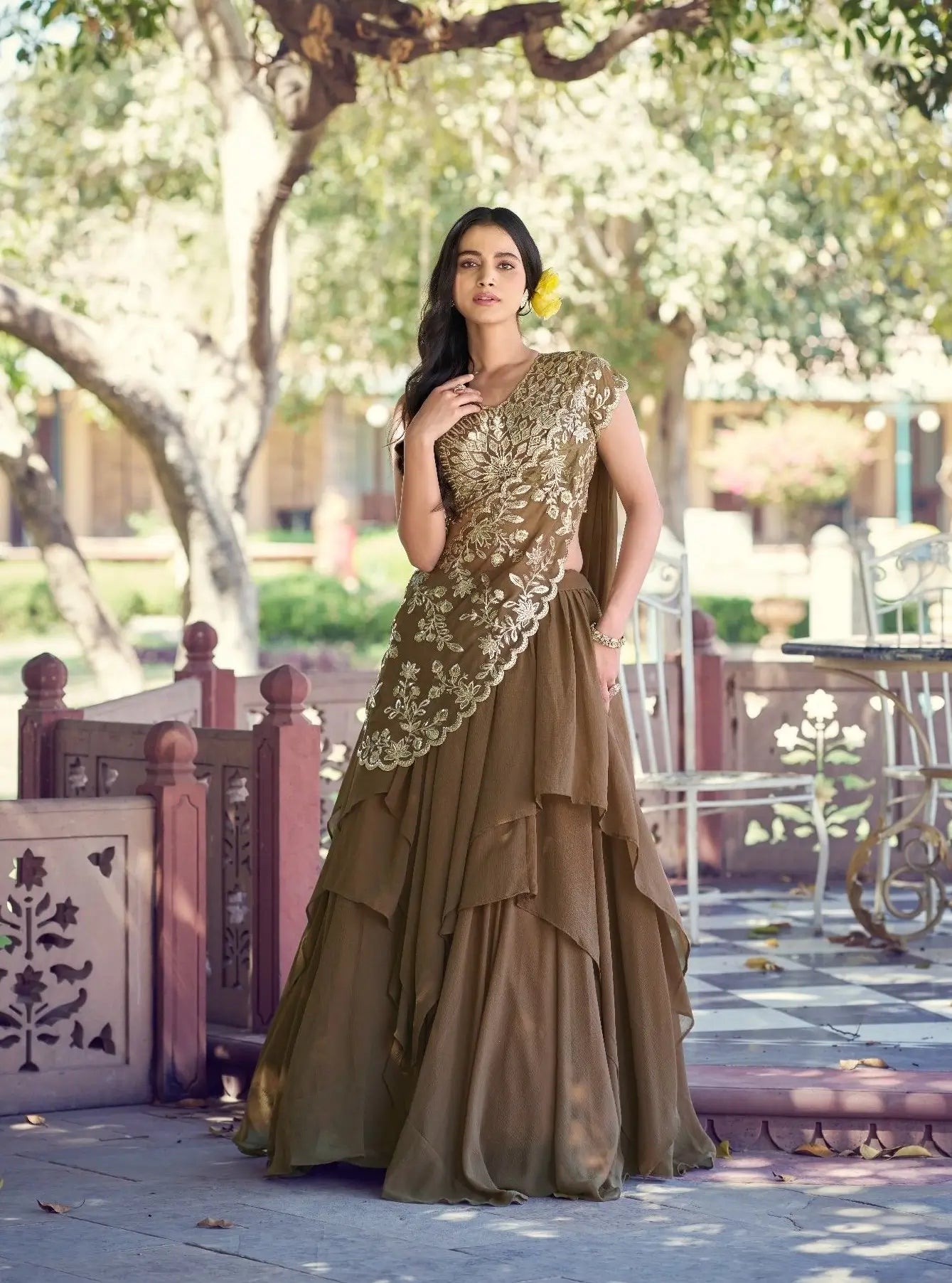 Coffee Brown Stylish Lehenga Choli