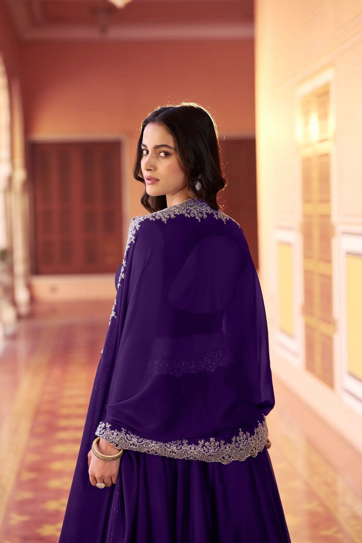 Dark Purple Embroidered Lehenga Choli