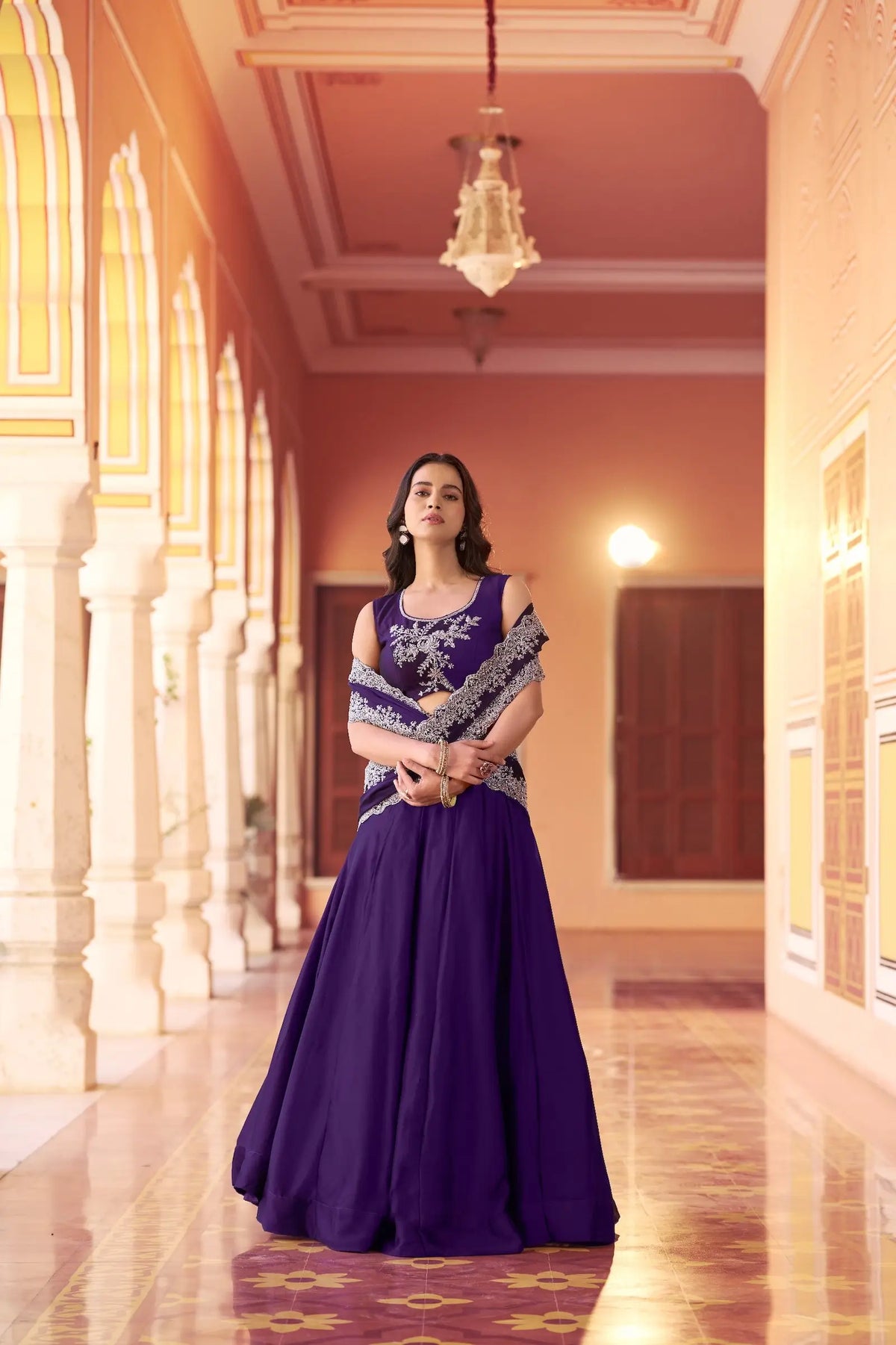 Dark Purple Embroidered Lehenga Choli