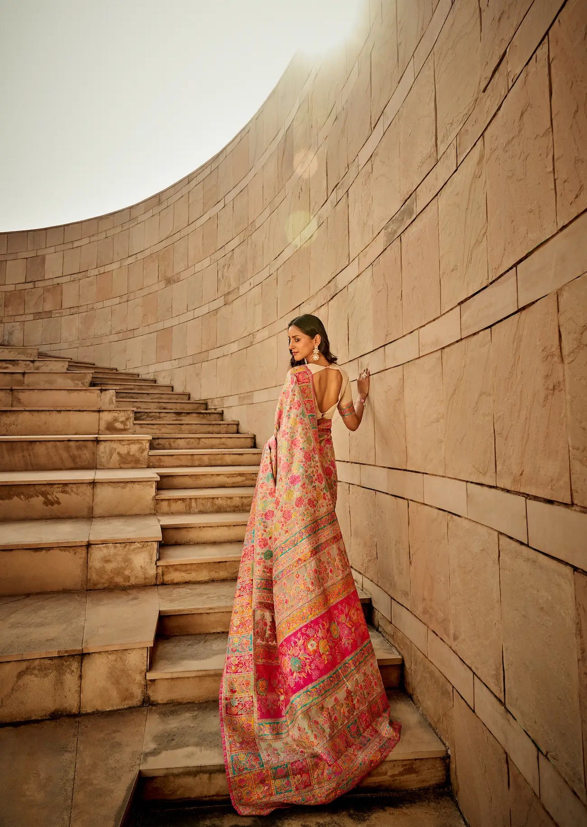 Ivory White Modal Kashmiri Saree